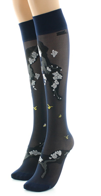 Mi-bas fleurs japonaises Beige BEIGE