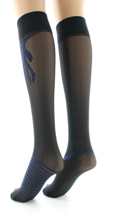 Mi-bas nœuds et rayures Marine MARINE