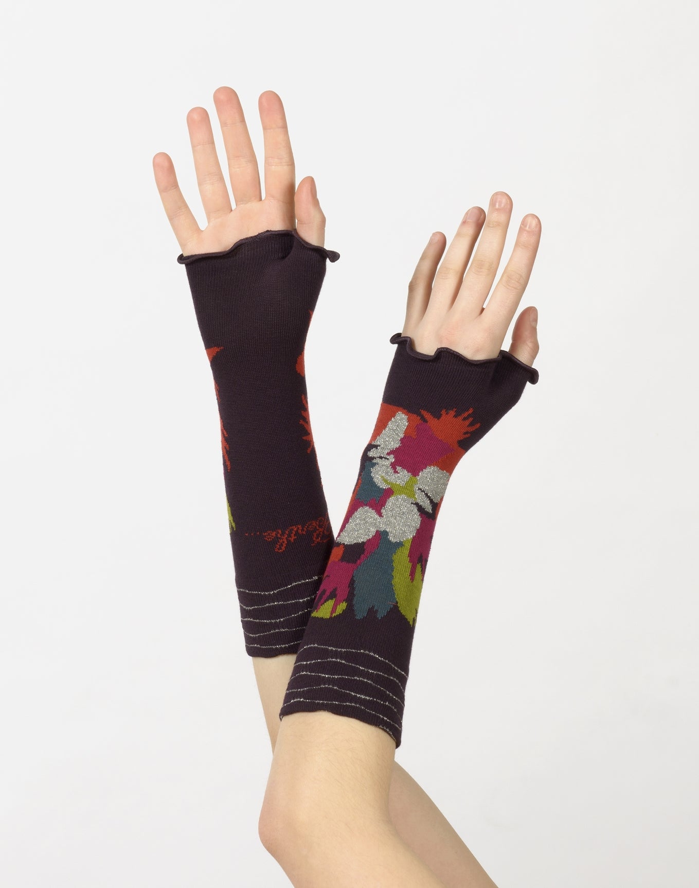 Mitaines Bouquet de Fleurs PRUNE