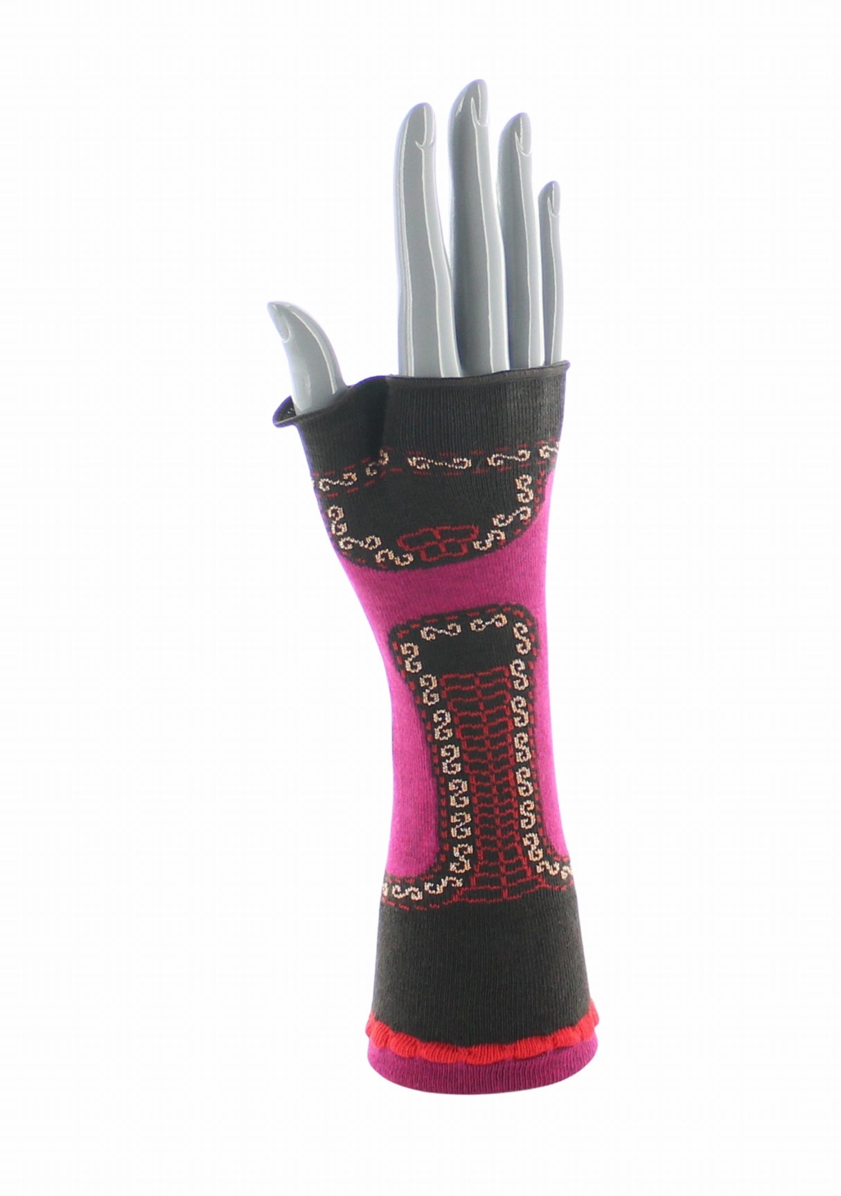 Mitaines femme coton Berthe Veste Napoléonienne FUCHSIA