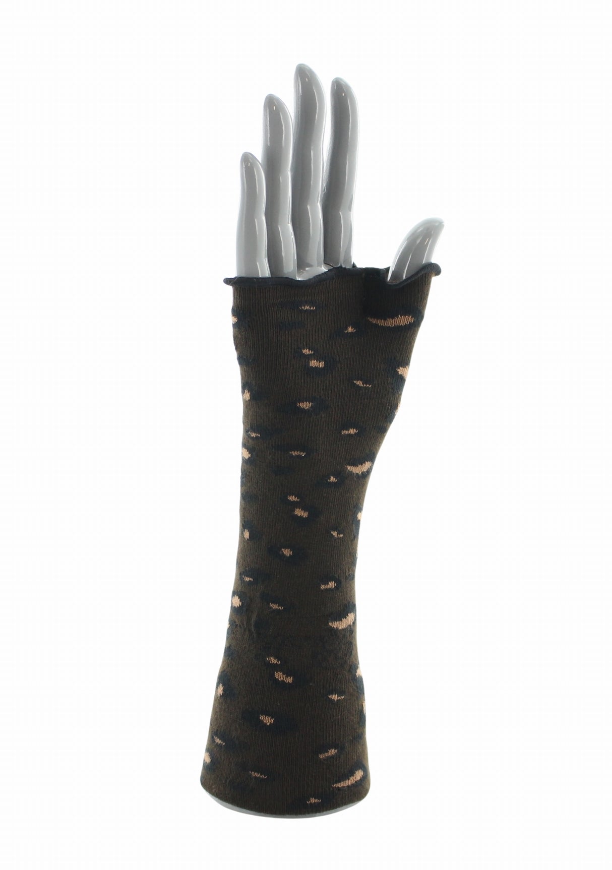 Mitaines femme coton motif Léopard Marron | Berthe Aux Grands Pieds MARRON