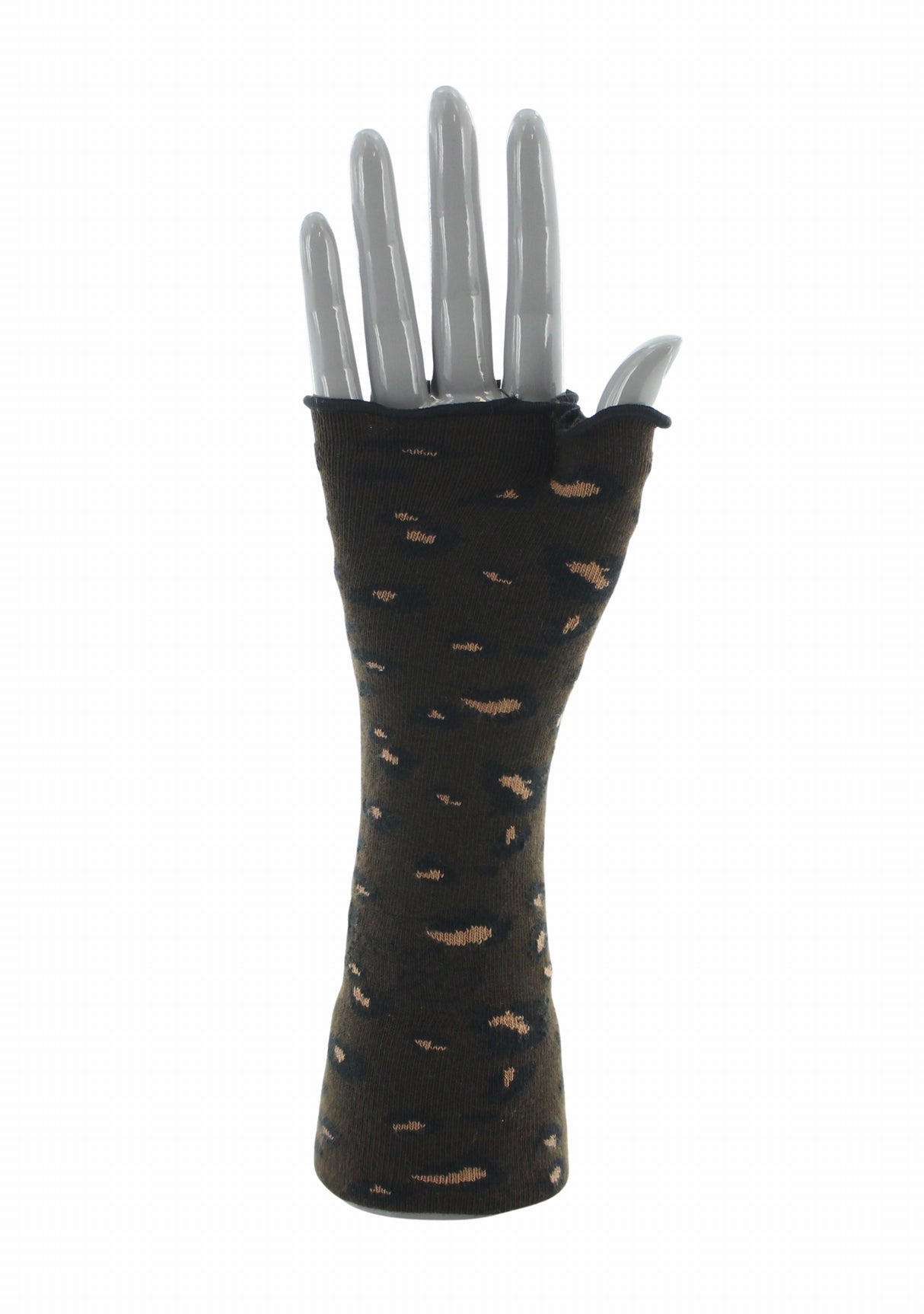 Mitaines femme coton motif Léopard Marron | Berthe Aux Grands Pieds MARRON