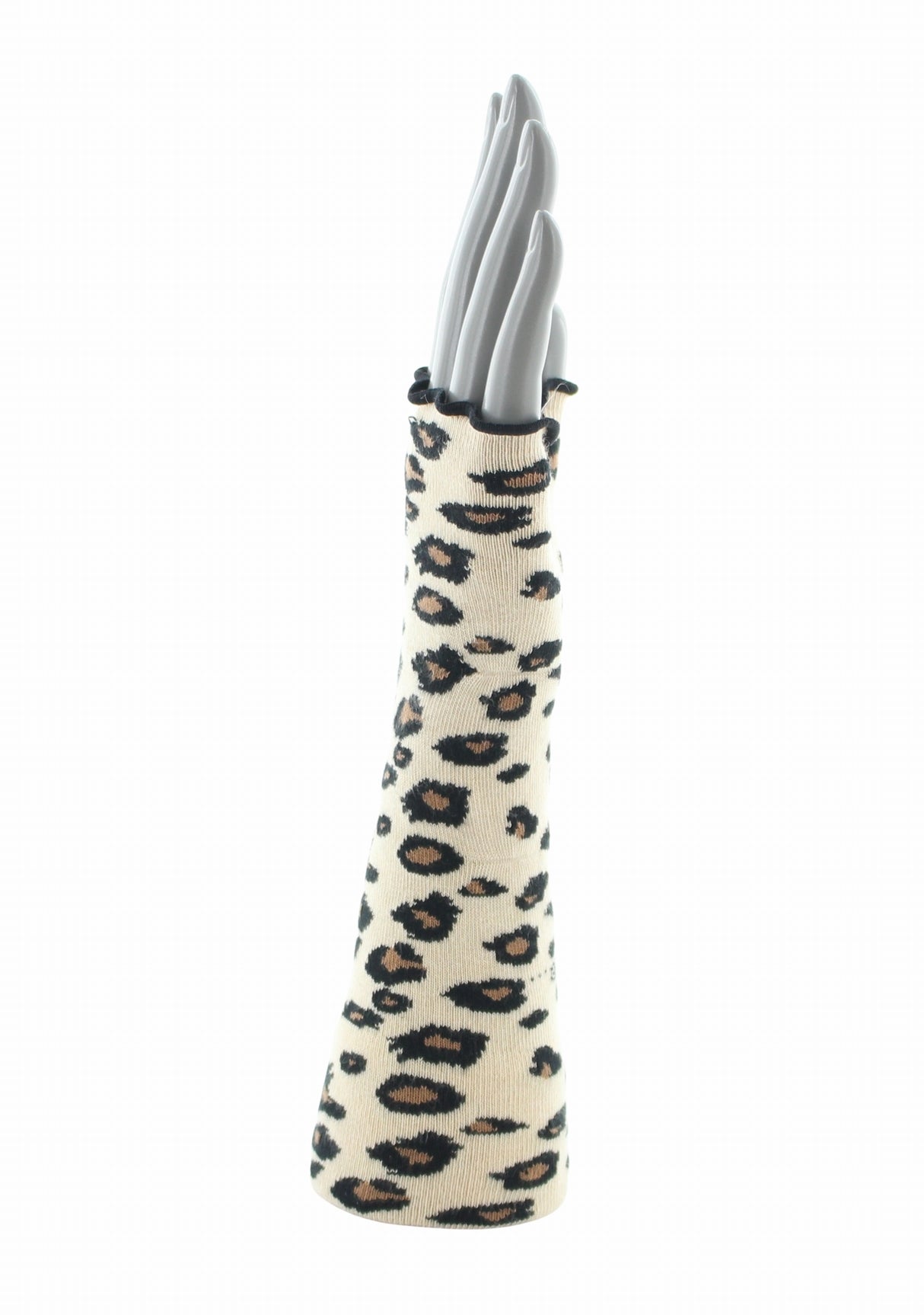 Mitaines femme coton motif Léopard Écru | Berthe Aux Grands Pieds ECRU