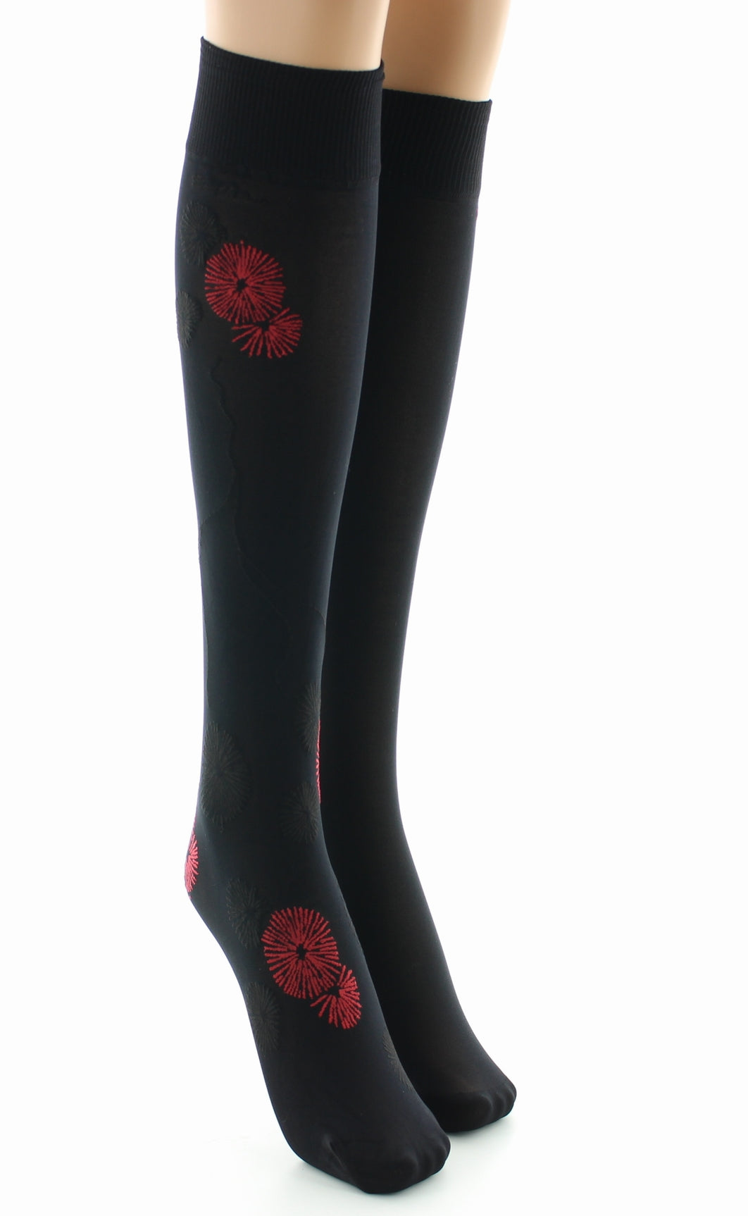 Pack 2 paires Mi-bas Feu d'Artifice rouge et noir ROUGE FOND NOIR