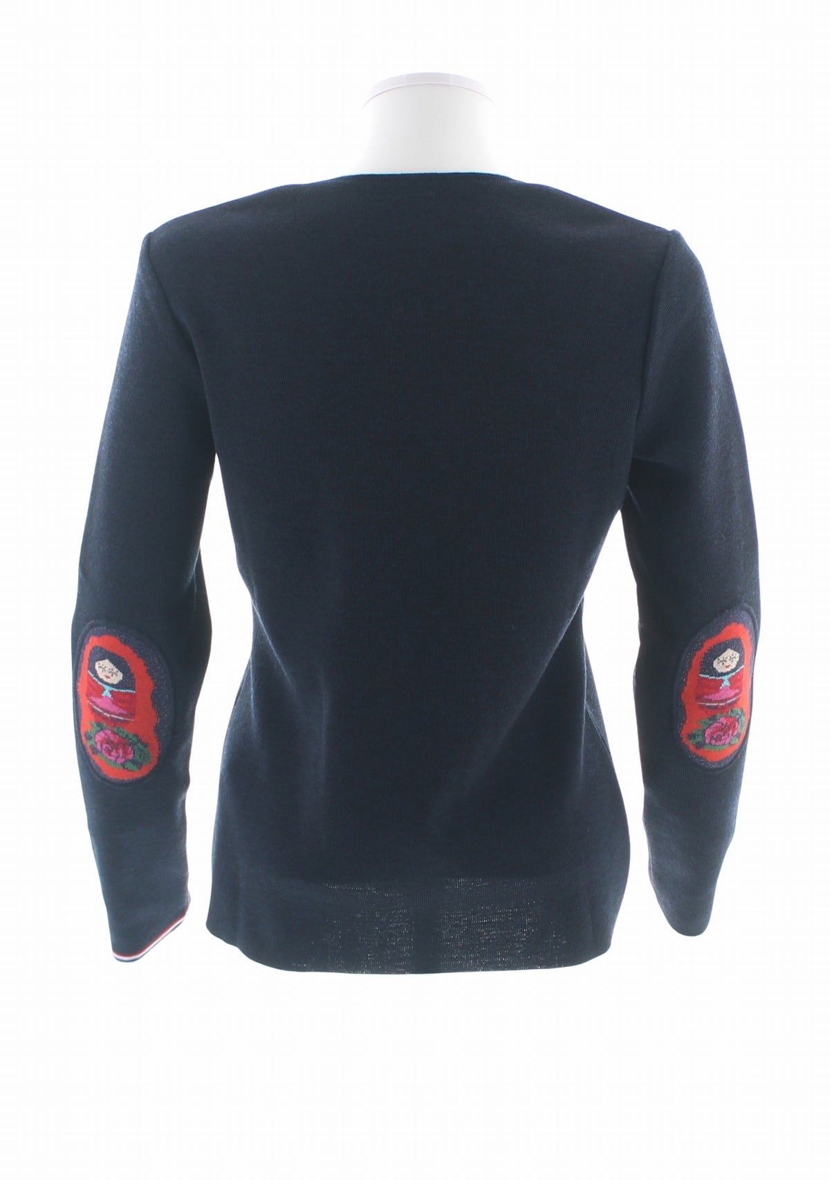 Pull col V femme marine à coudières Poupée Russe MARINE