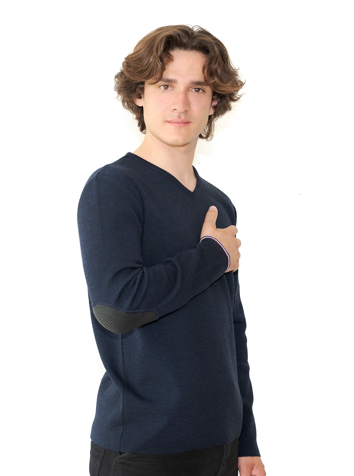 Pull polo à manches longues en laine mérinos Superdry bleu marine | La