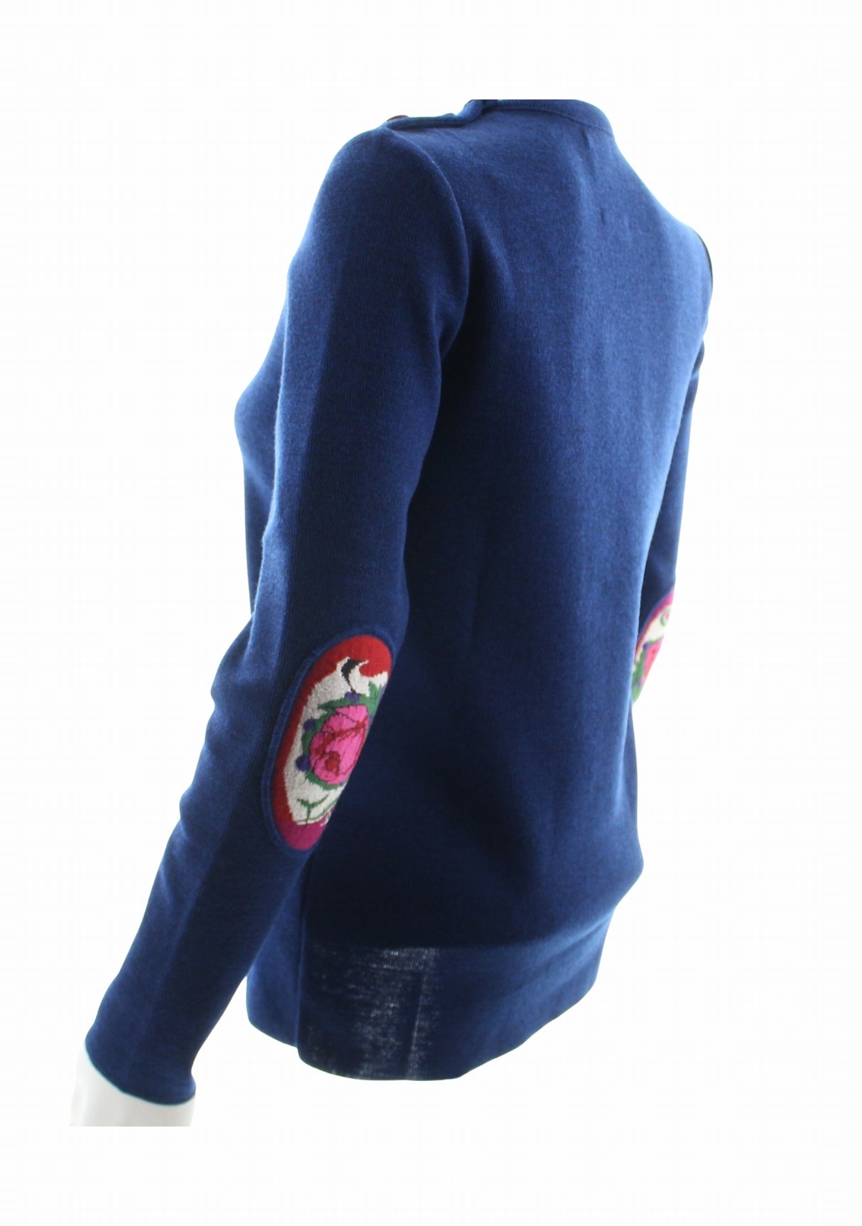 Pull marin femme col rond Berthe Bleu royal Fleurs de rose BLEU ROYAL