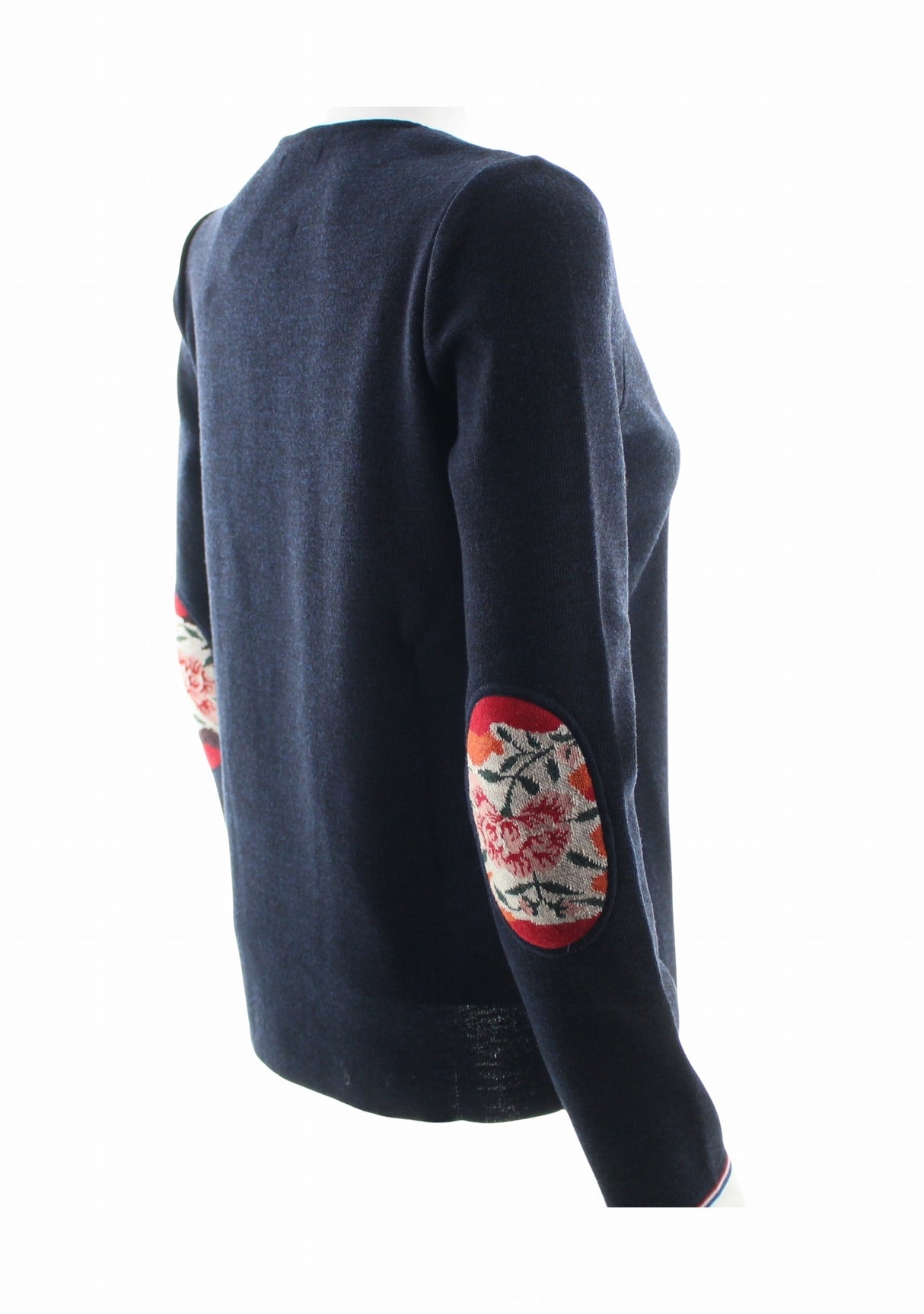 Pull marin femme col V Berthe Marine à coudières Pivoines MARINE