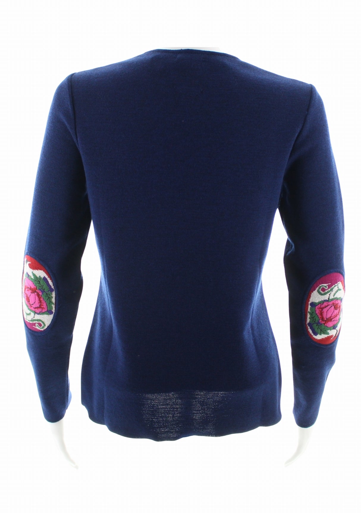 Pull marin femme col V Berthe Bleu royal Fleurs de rose BLEU ROYAL