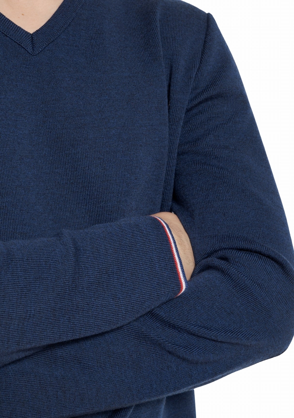 Pull marin Homme Rayures Asymétriques Bleu Royal Col V BLEU ROYAL