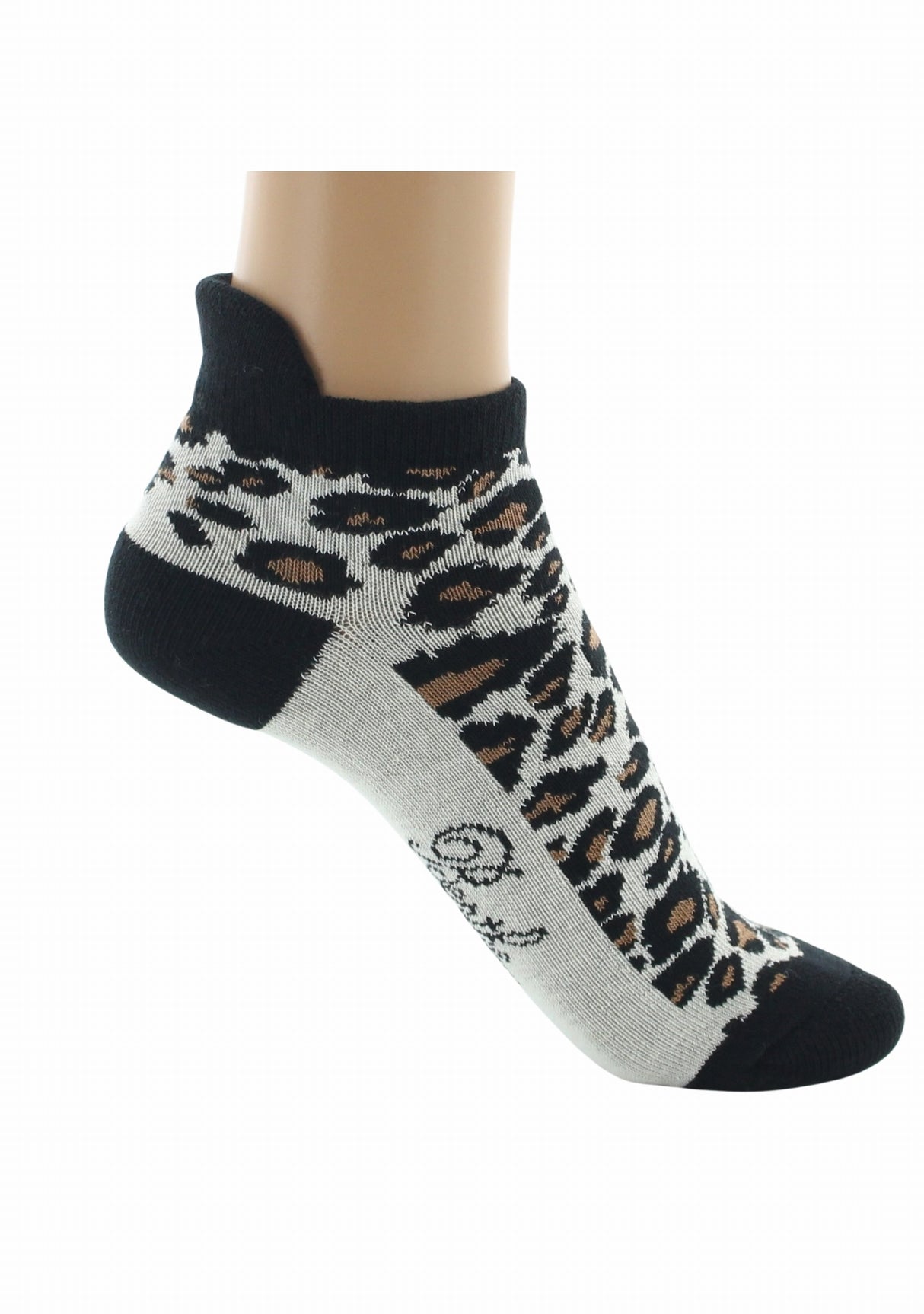 Socquettes coton femme Berthe Aux Grands Pieds léopard ECRU