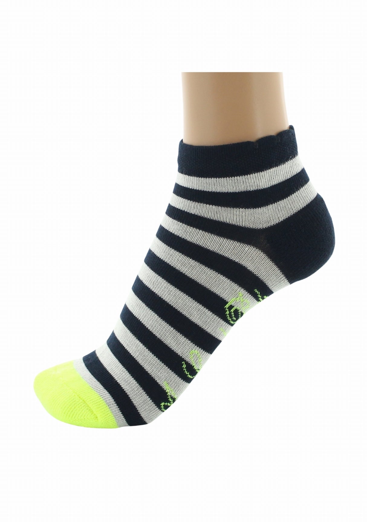 Socquettes coton femme Berthe Aux Grands Pieds rayures demi picot MARINE