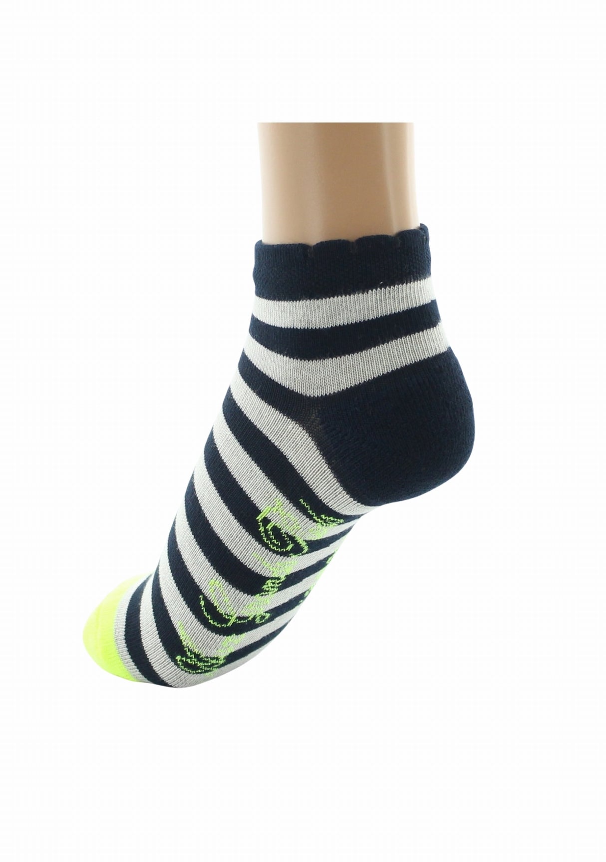 Socquettes coton femme Berthe Aux Grands Pieds rayures demi picot MARINE