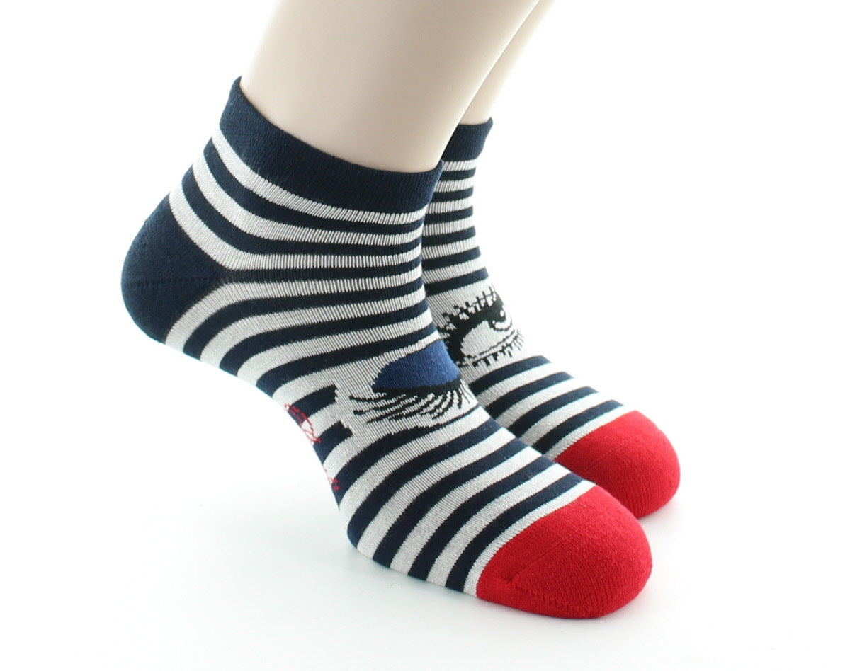 Socquettes de sport Clin d'Oeil MARINE-ECRU