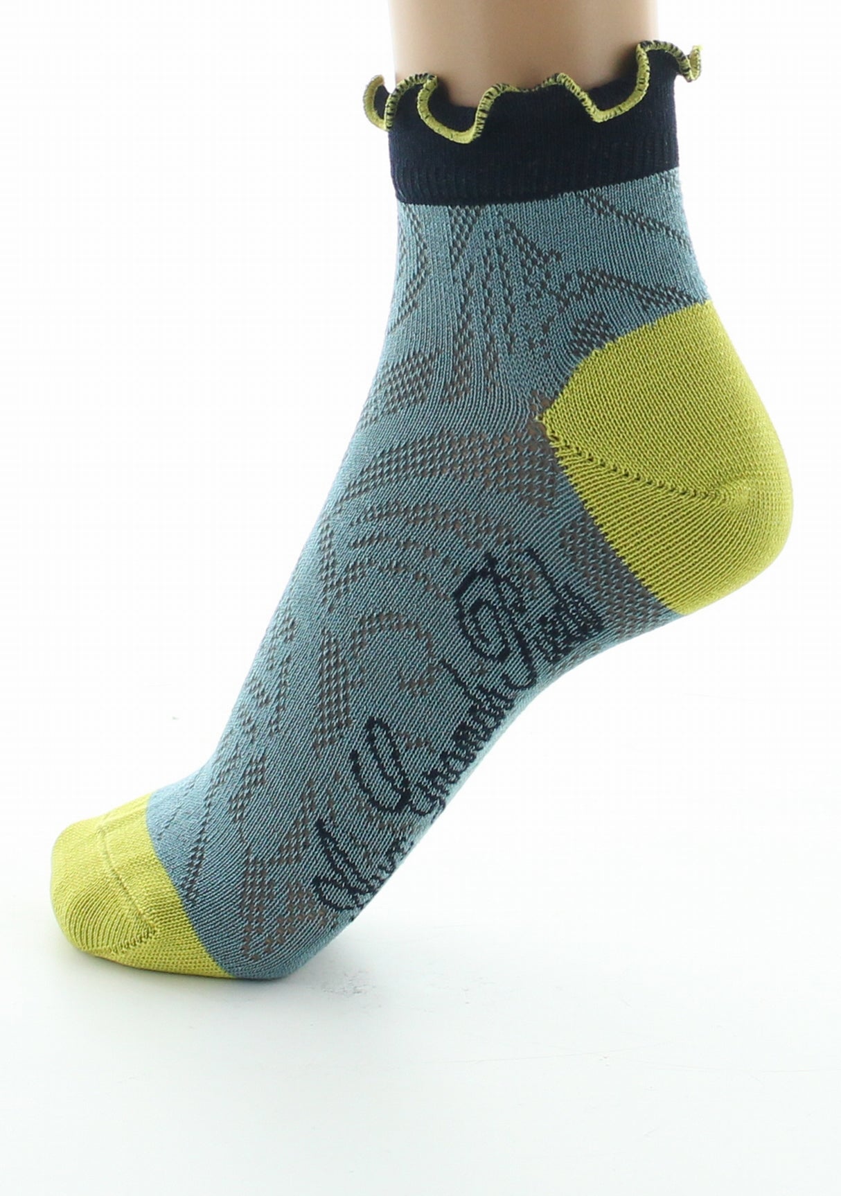 Socquettes femme fil d'Ecosse Art Déco BLEU