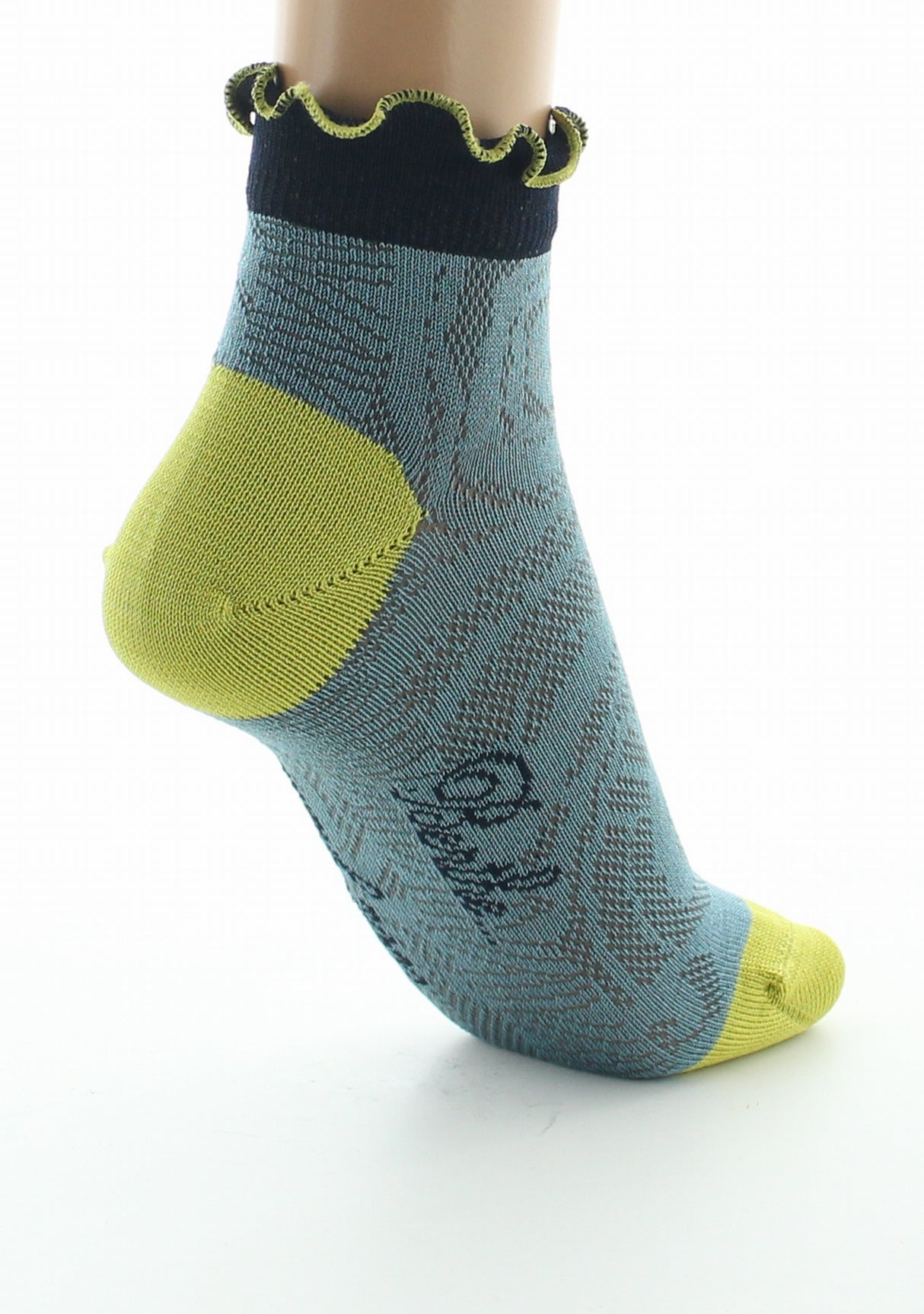 Socquettes femme fil d'Ecosse Art Déco BLEU