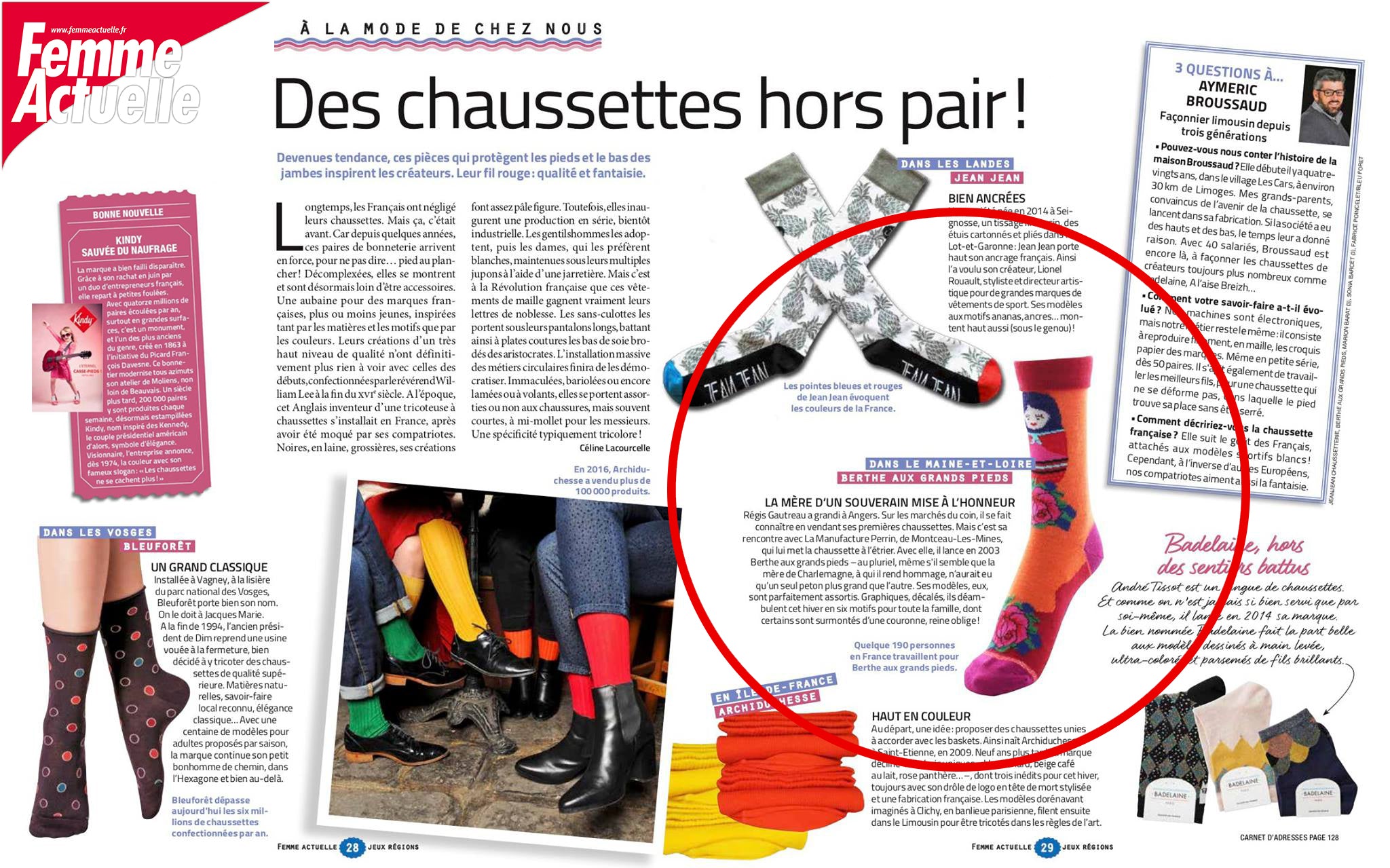 BERTHE AUX GRANDS PIEDS DANS LE MAGAZINE FEMME ACTUELLE