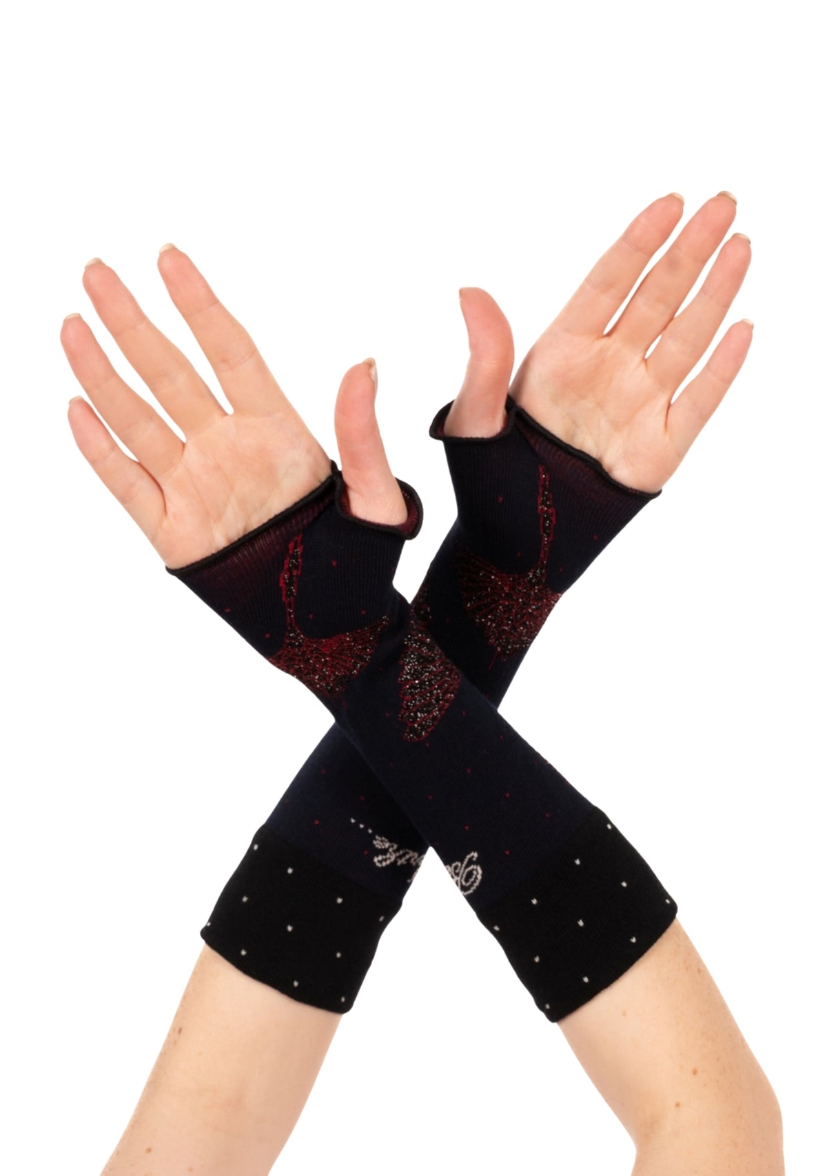 Mitaines femme en coton motif Grue Sauvage