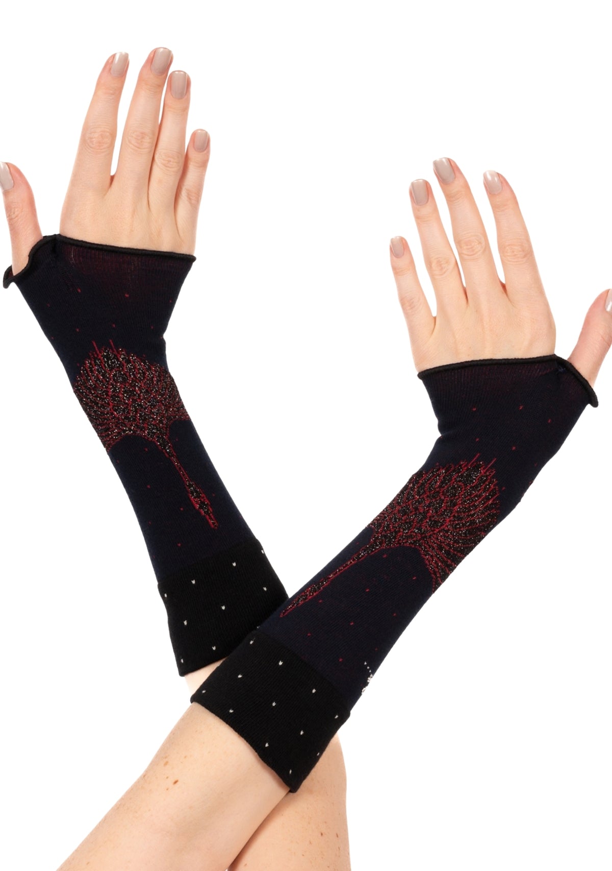 Mitaines femme en coton motif Grue Sauvage