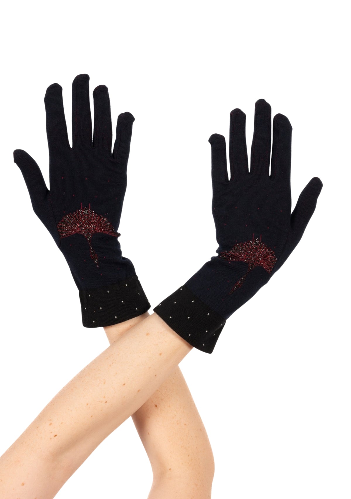 Gants femme en coton motif Grue Sauvage