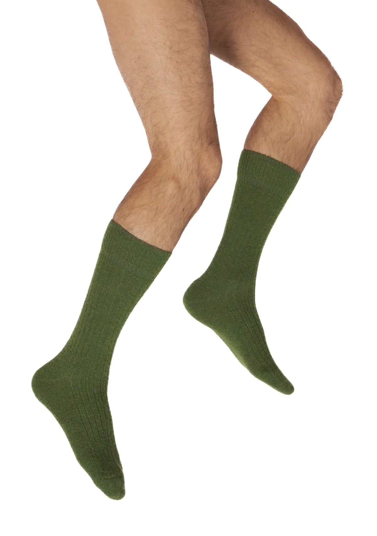 Chaussettes homme en Baby Alpaga vert chiné