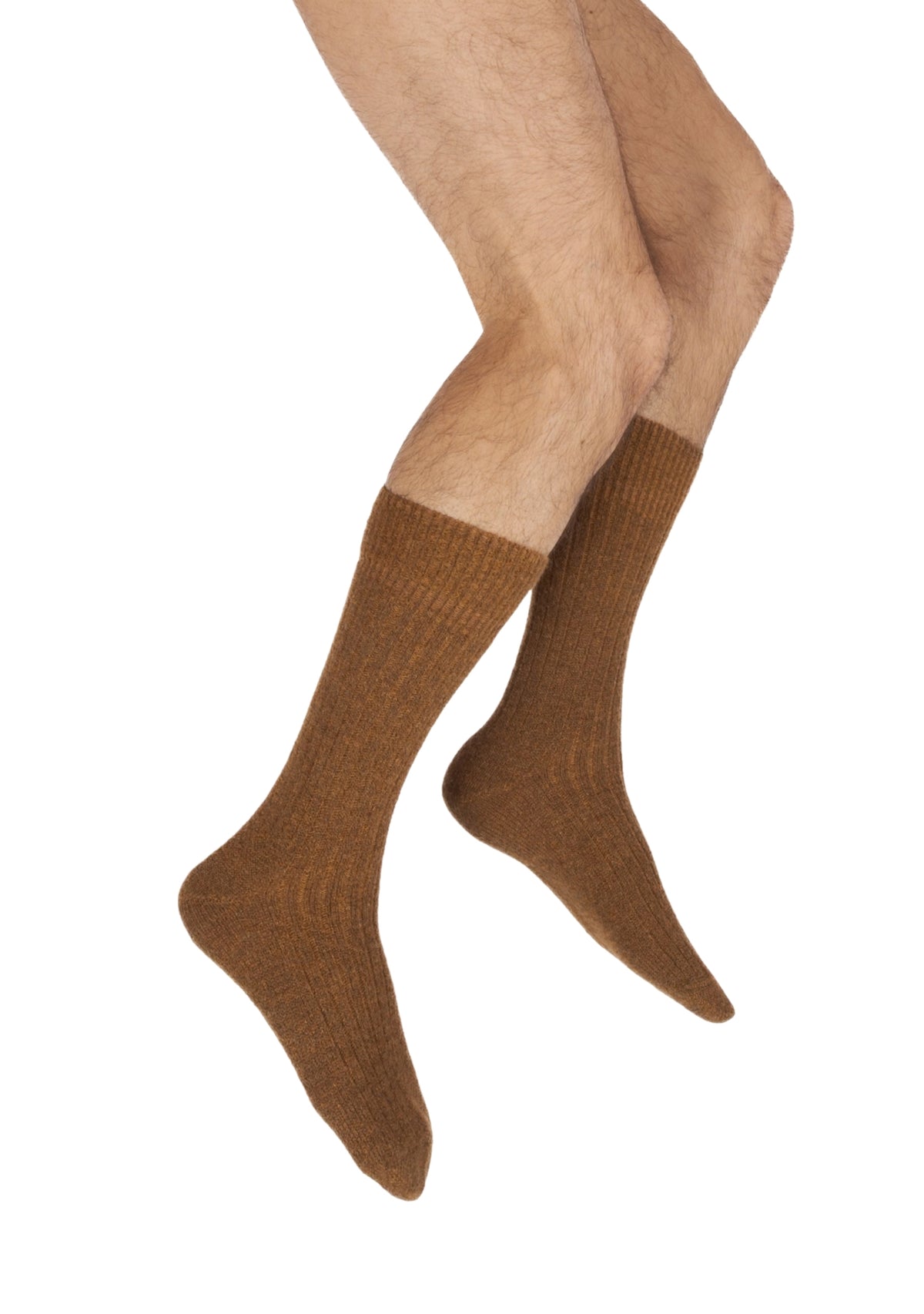 Chaussettes homme en Baby Alpaga miel chiné