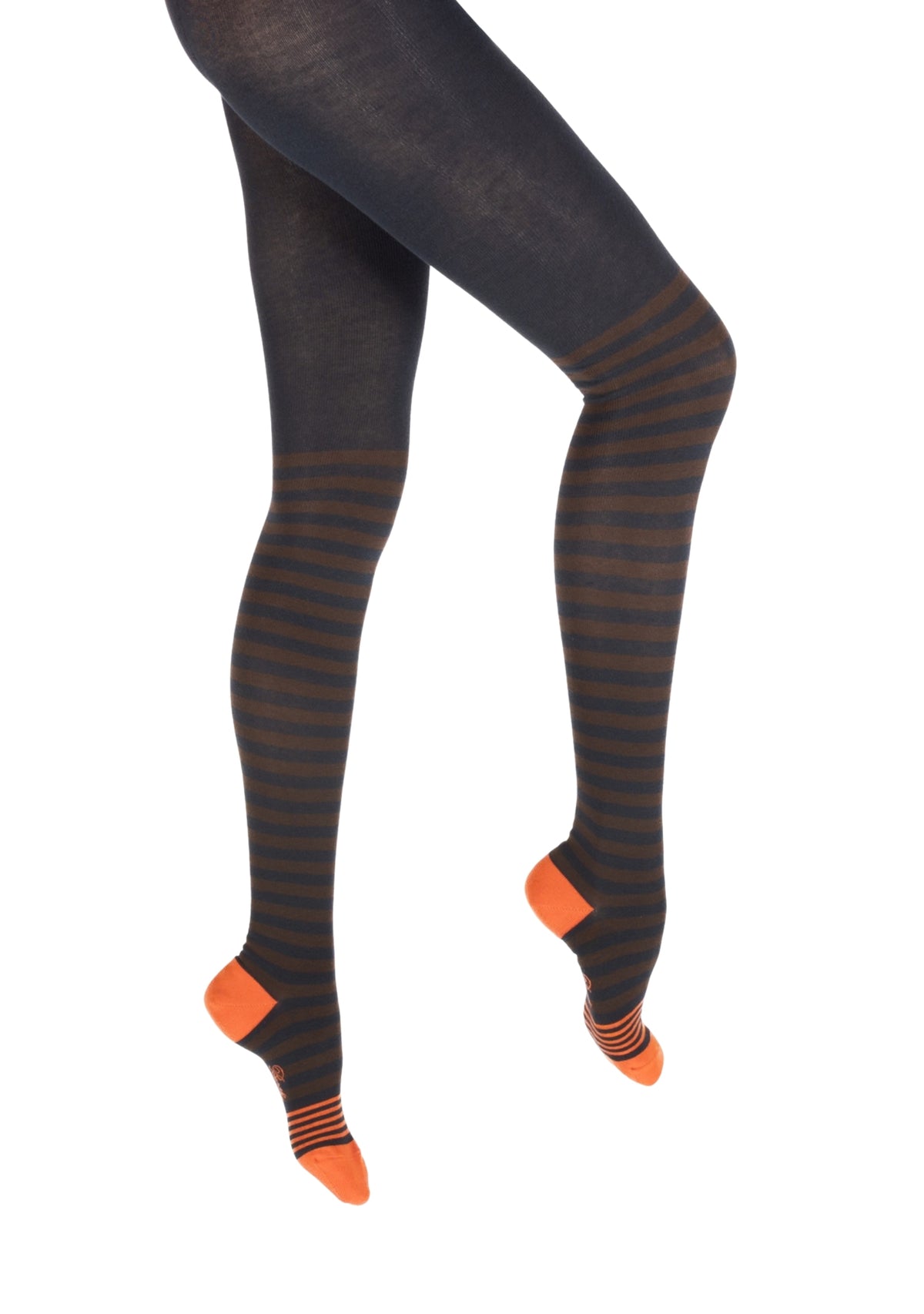 Collants femme épais en coton à rayures marron