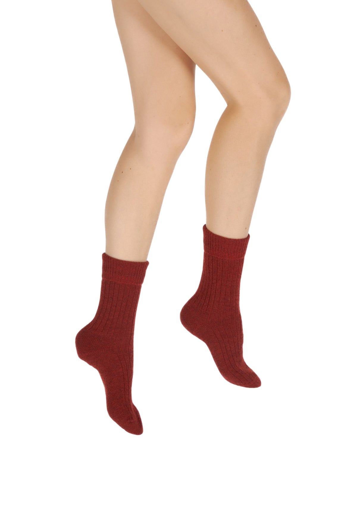 Chaussettes femme en Baby Alpaga rouge chiné