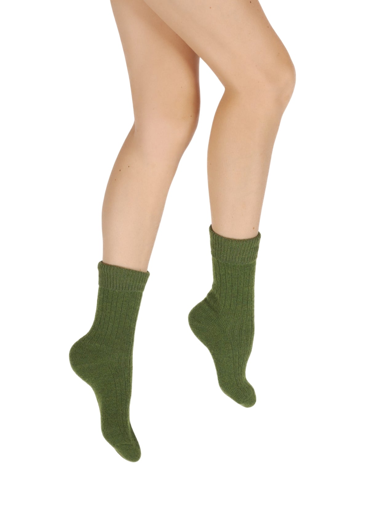 Chaussettes femme en Baby Alpaga vert chiné