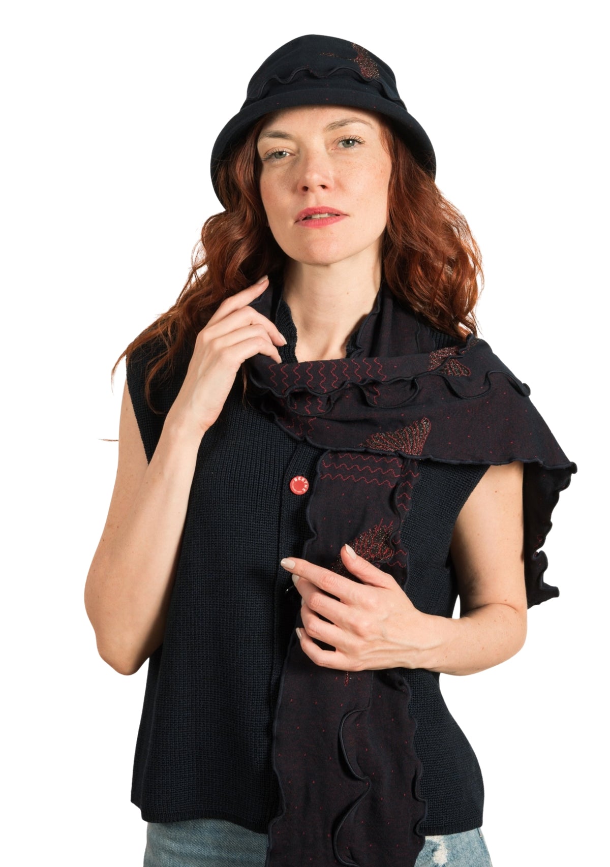 Chapeau femme en coton motif Grue Sauvage