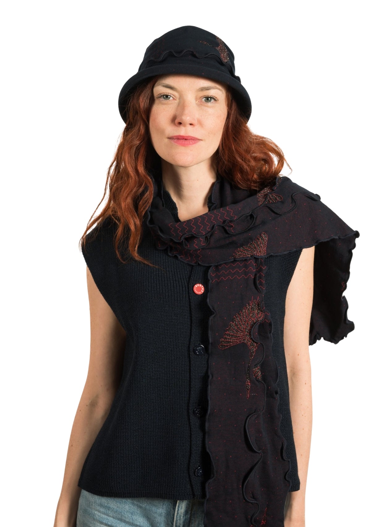 Chapeau femme en coton motif Grue Sauvage