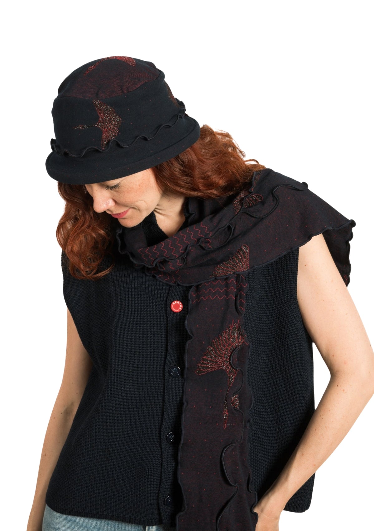 Chapeau femme en coton motif Grue Sauvage