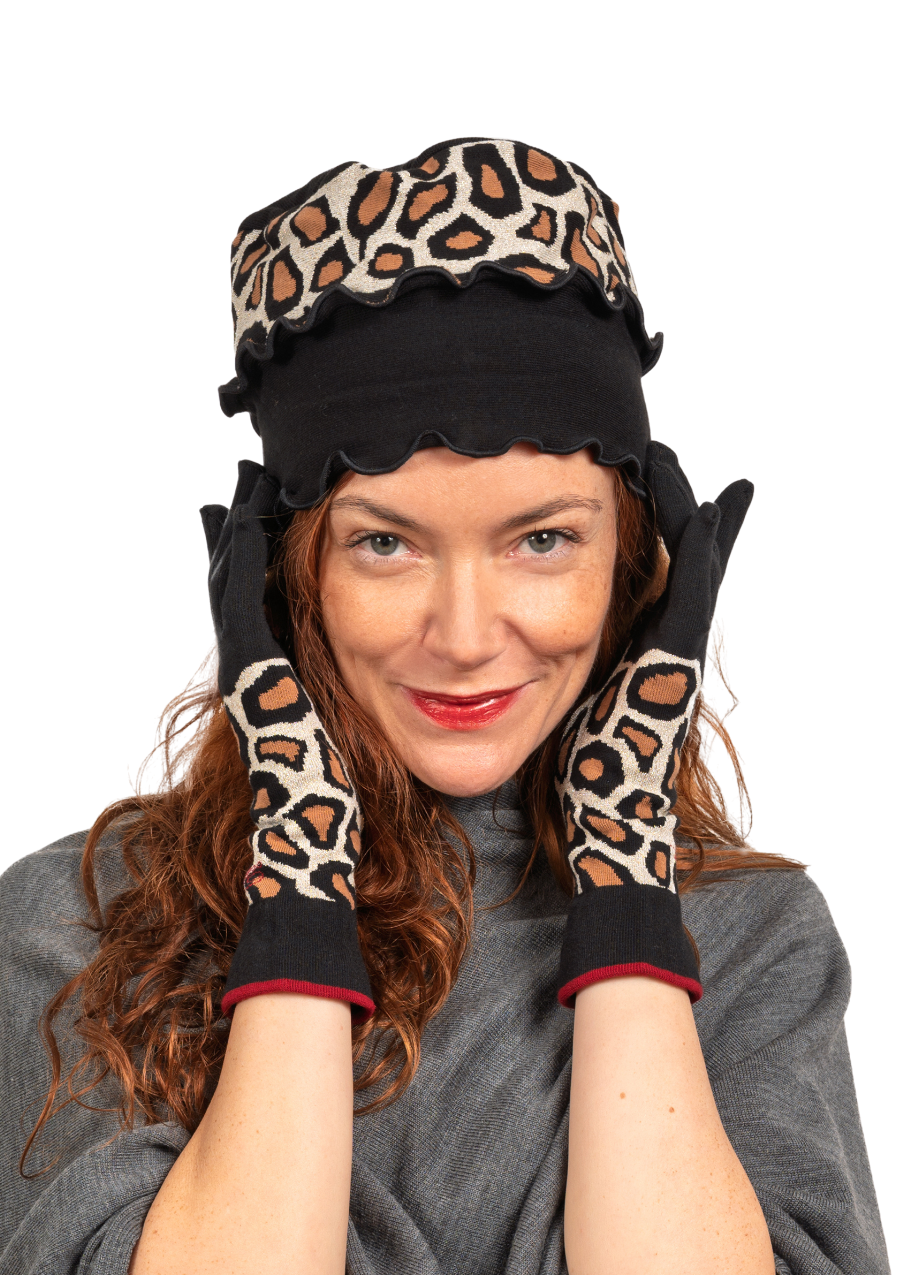 Chapeau femme en coton Léopard