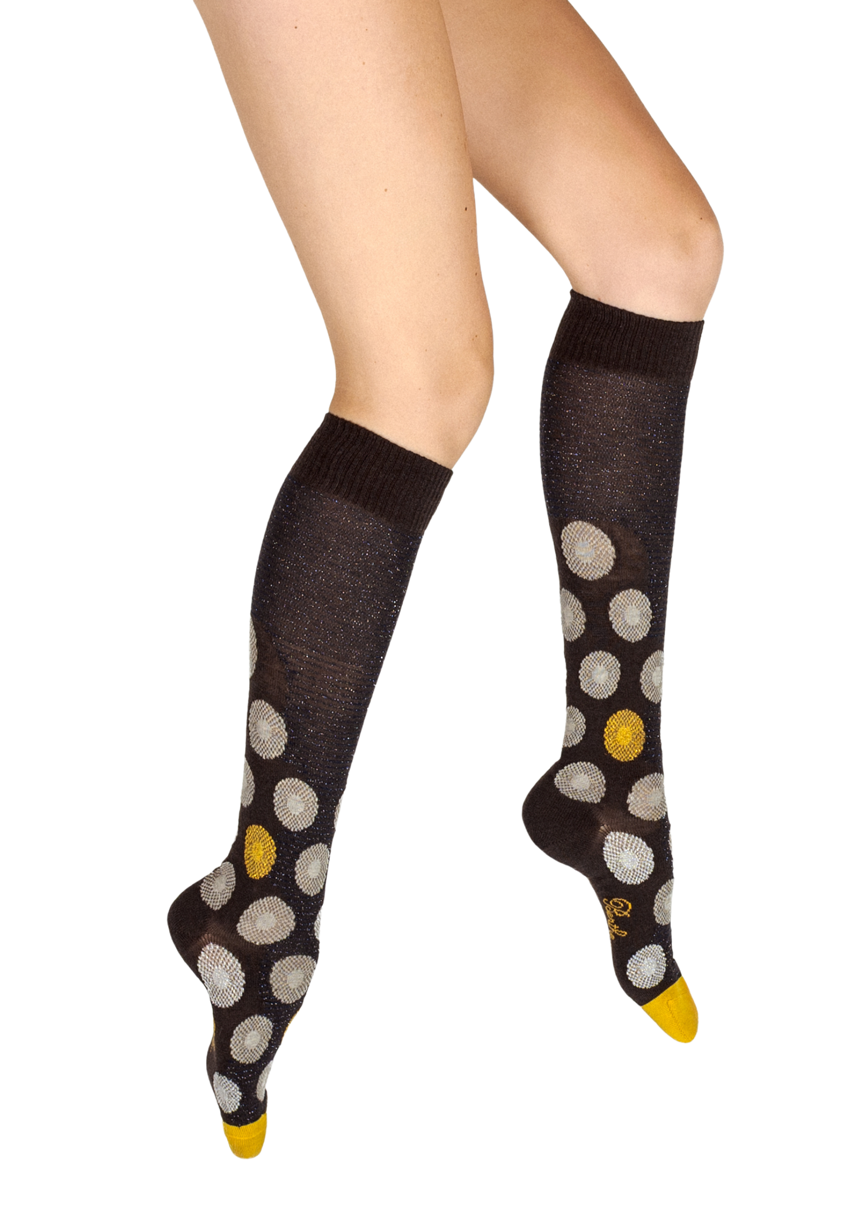 Chaussettes hautes femme en laine mérinos peignée Fleurs Graphiques