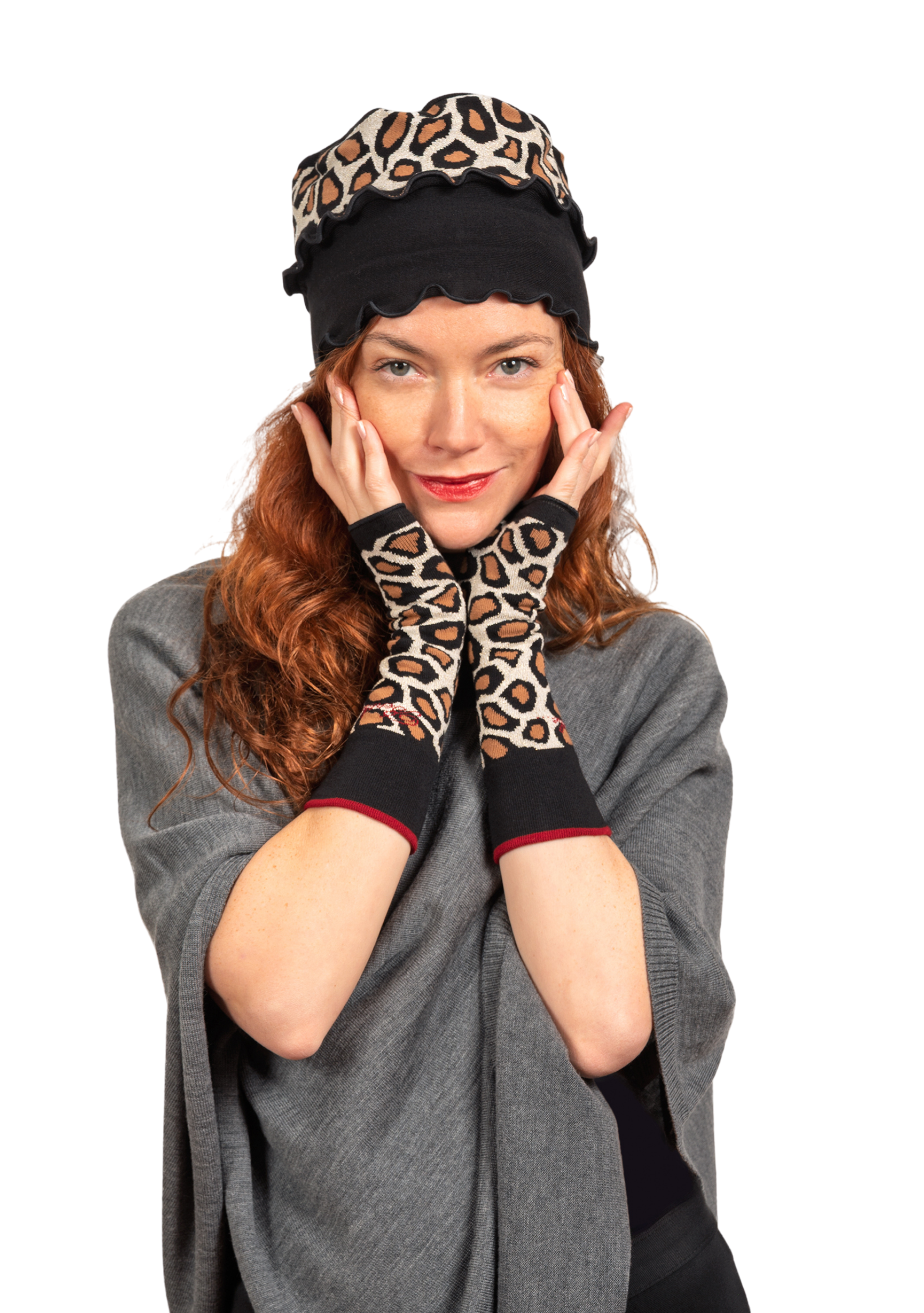 Mitaines pour femme en coton Léopard