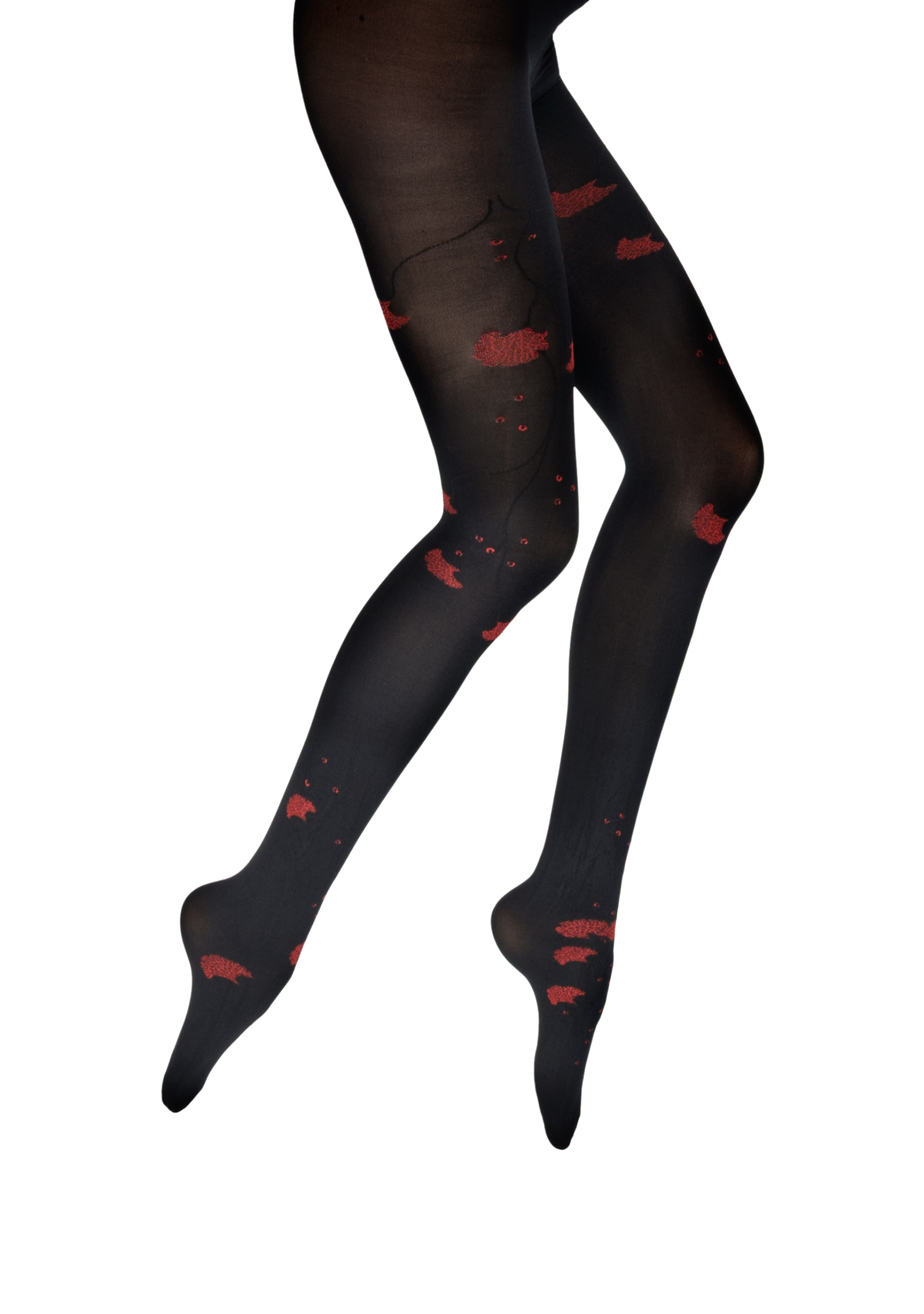 Collants femme 40D - Albizia - Noir/Rouge