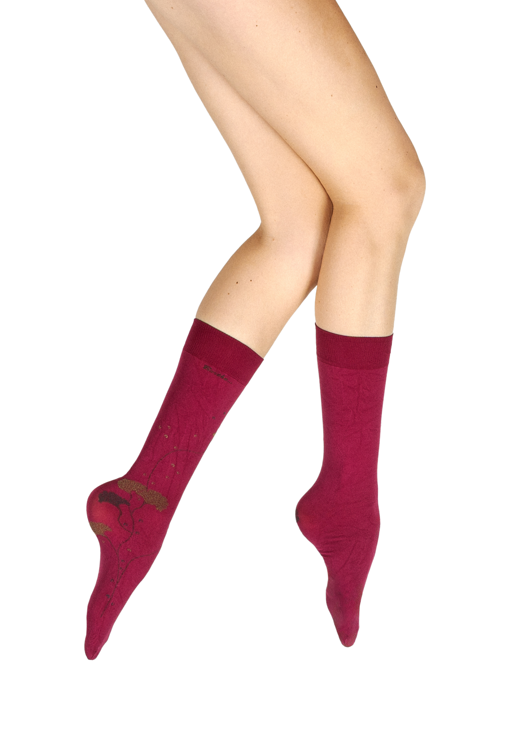 Mi-bas femme 40D Albizia - Fuchsia/Kaki/Gris