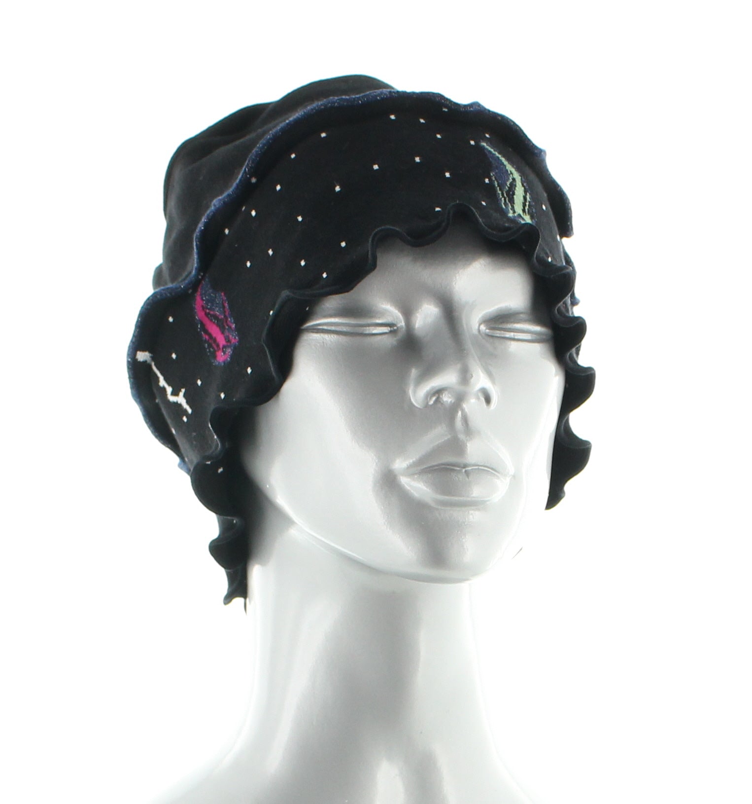 Bonnet coton femme poissons NOIR