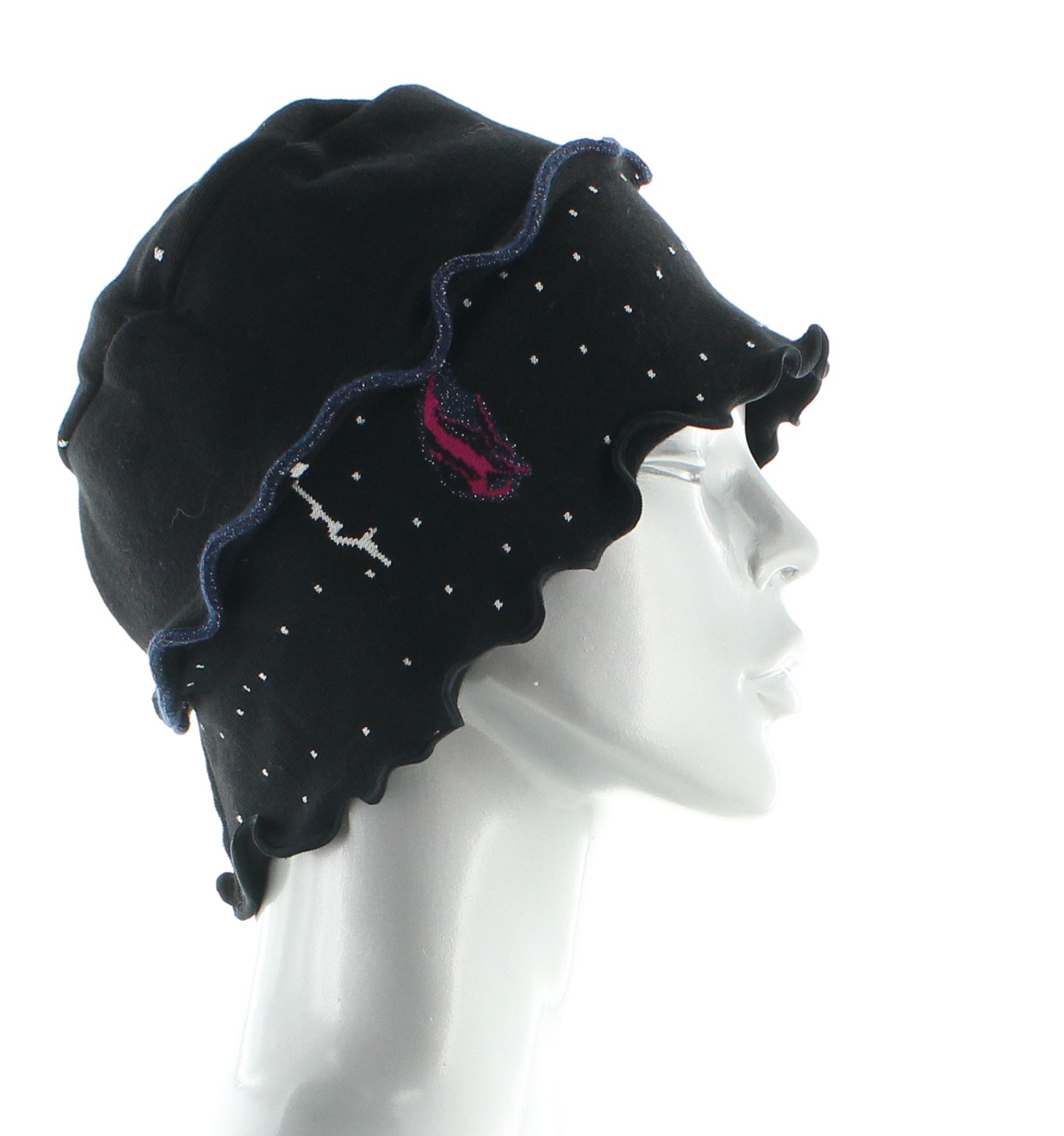 Bonnet coton femme poissons NOIR