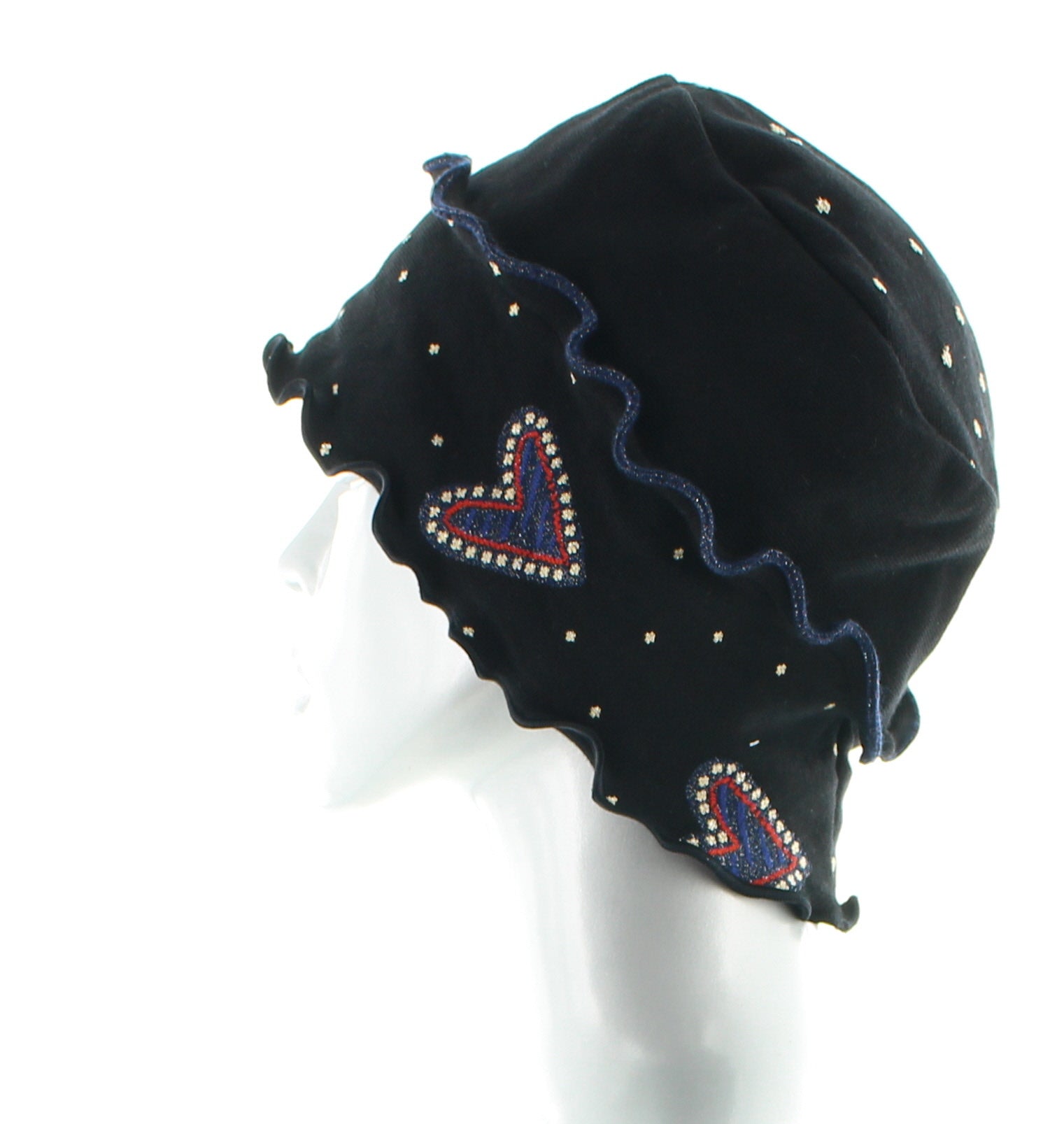 Bonnet femme coton cœur NOIR