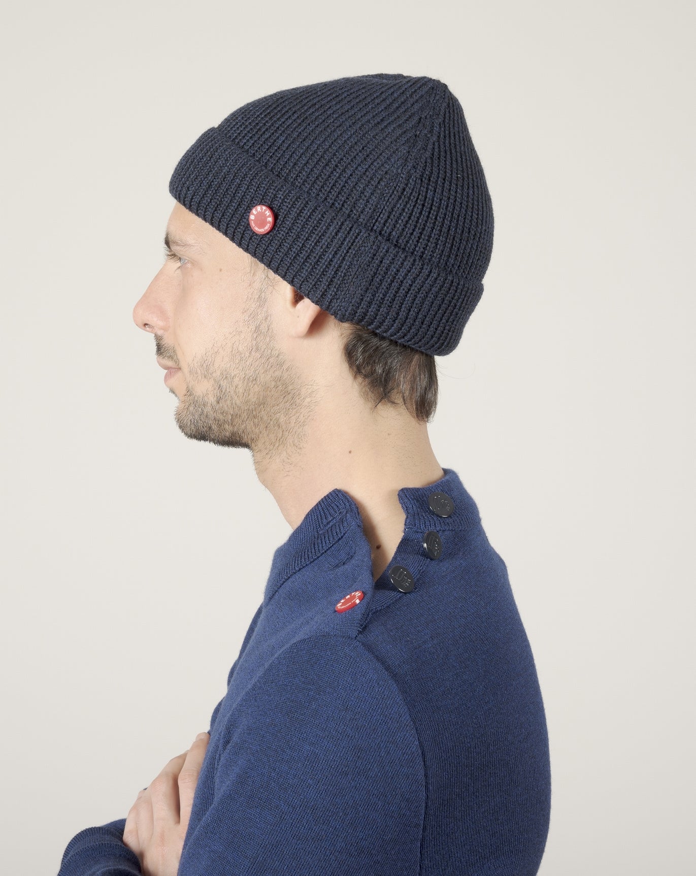 Bonnet mixte Dark Navy en pure laine merinos BLEU MARINE