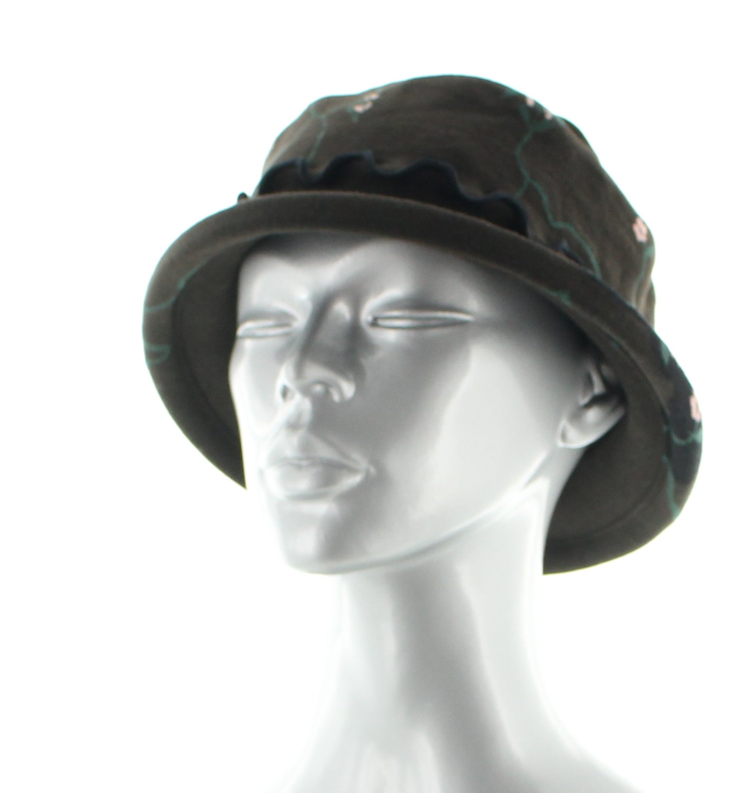 Chapeau coton femme fleurs MARRON