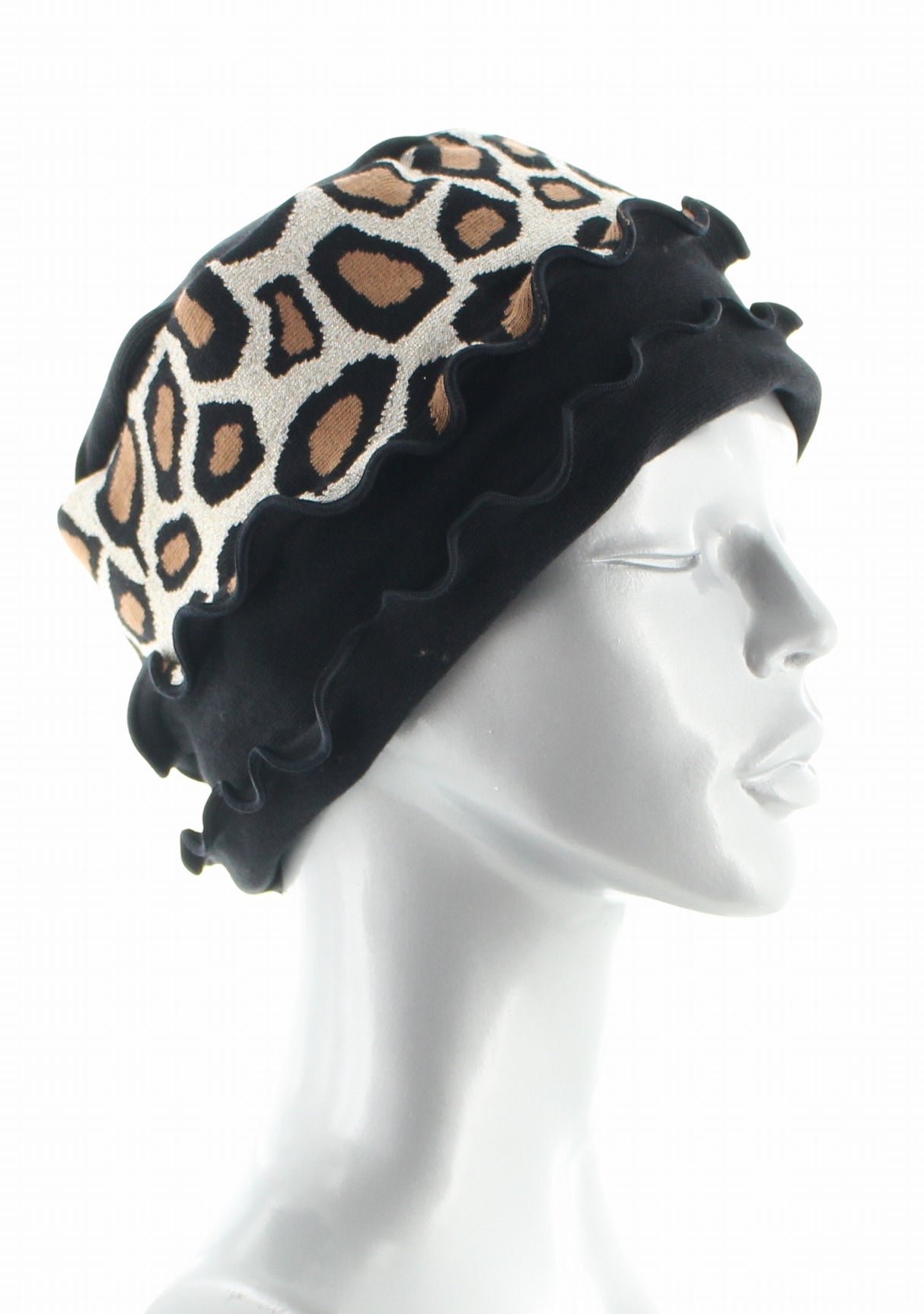 Chapeau femme coton Berthe Léopard NOIR