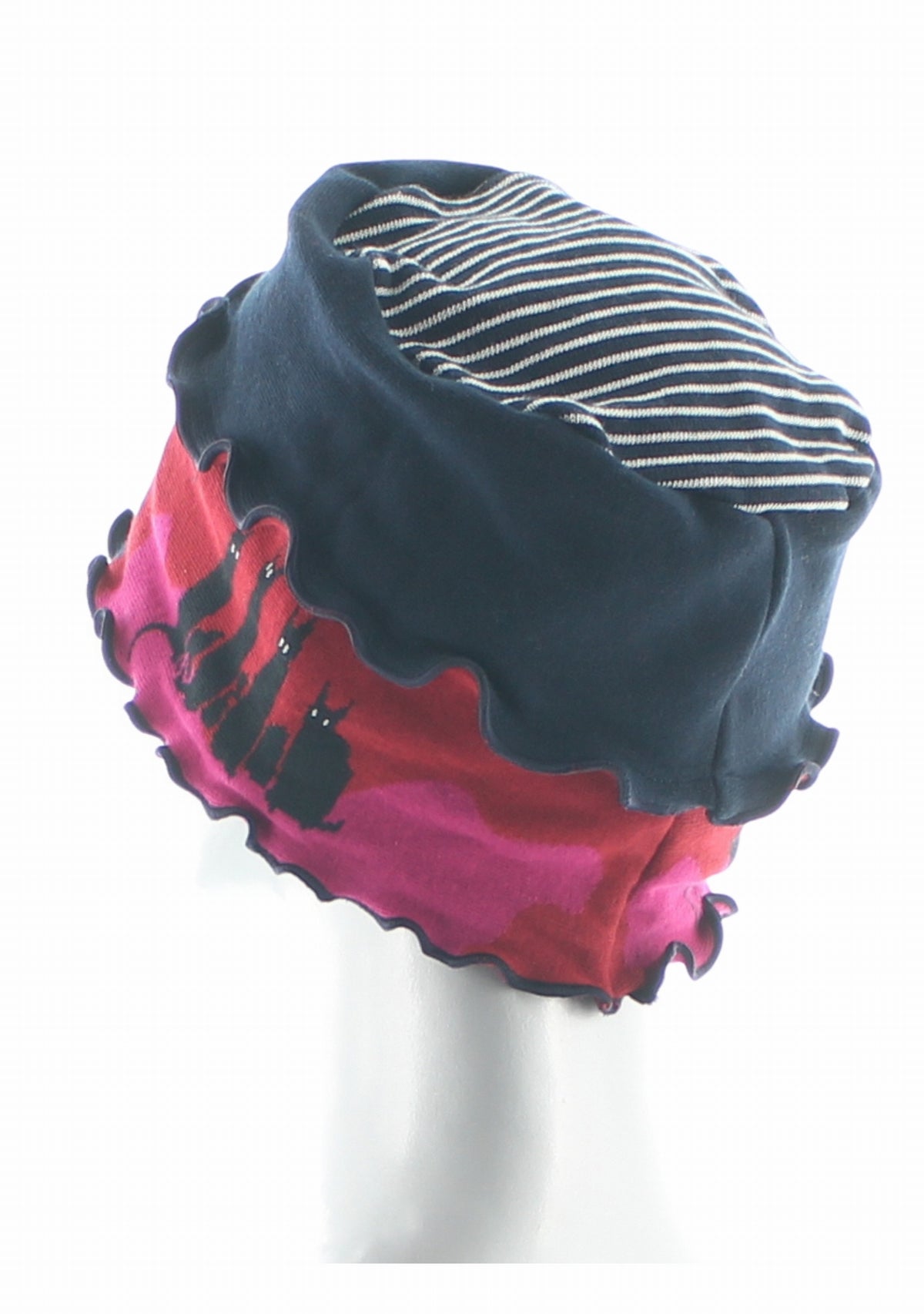 Chapeau femme coton Berthe Les Chats MARINE/ROUGE