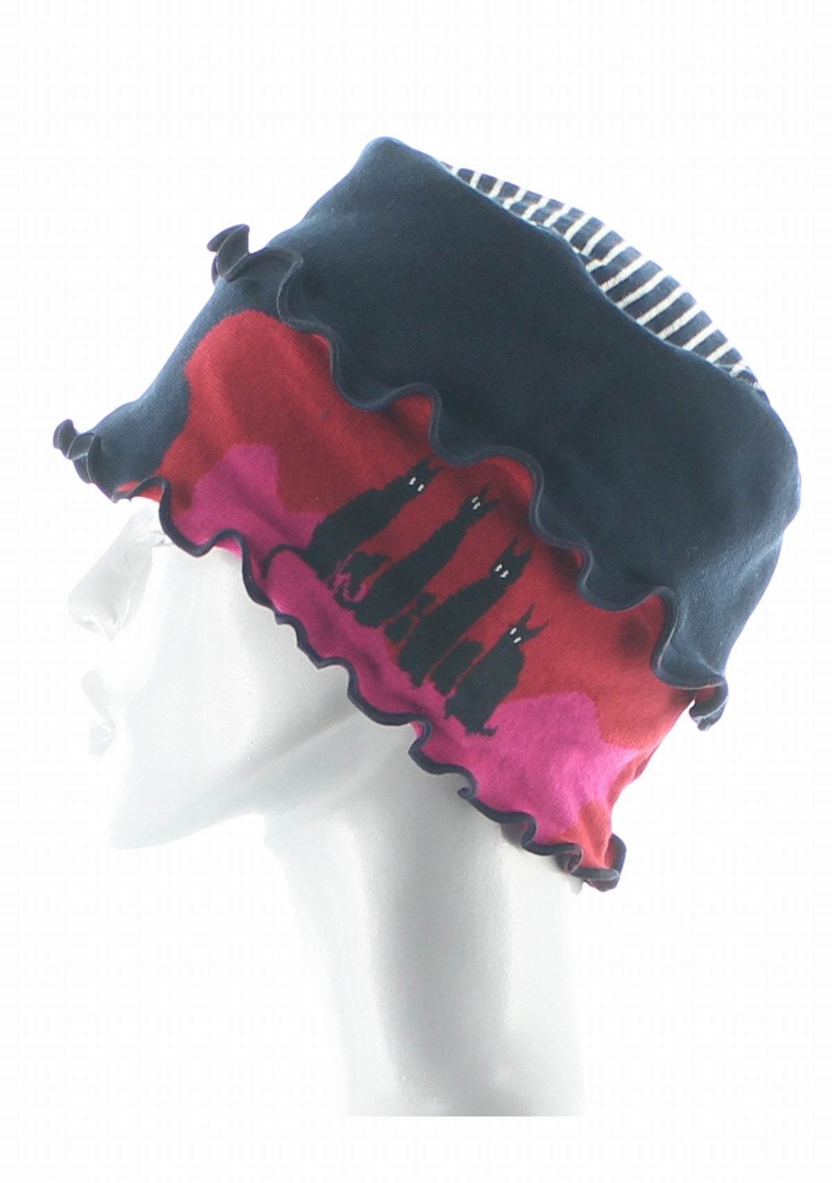 Chapeau femme coton Berthe Les Chats MARINE/ROUGE