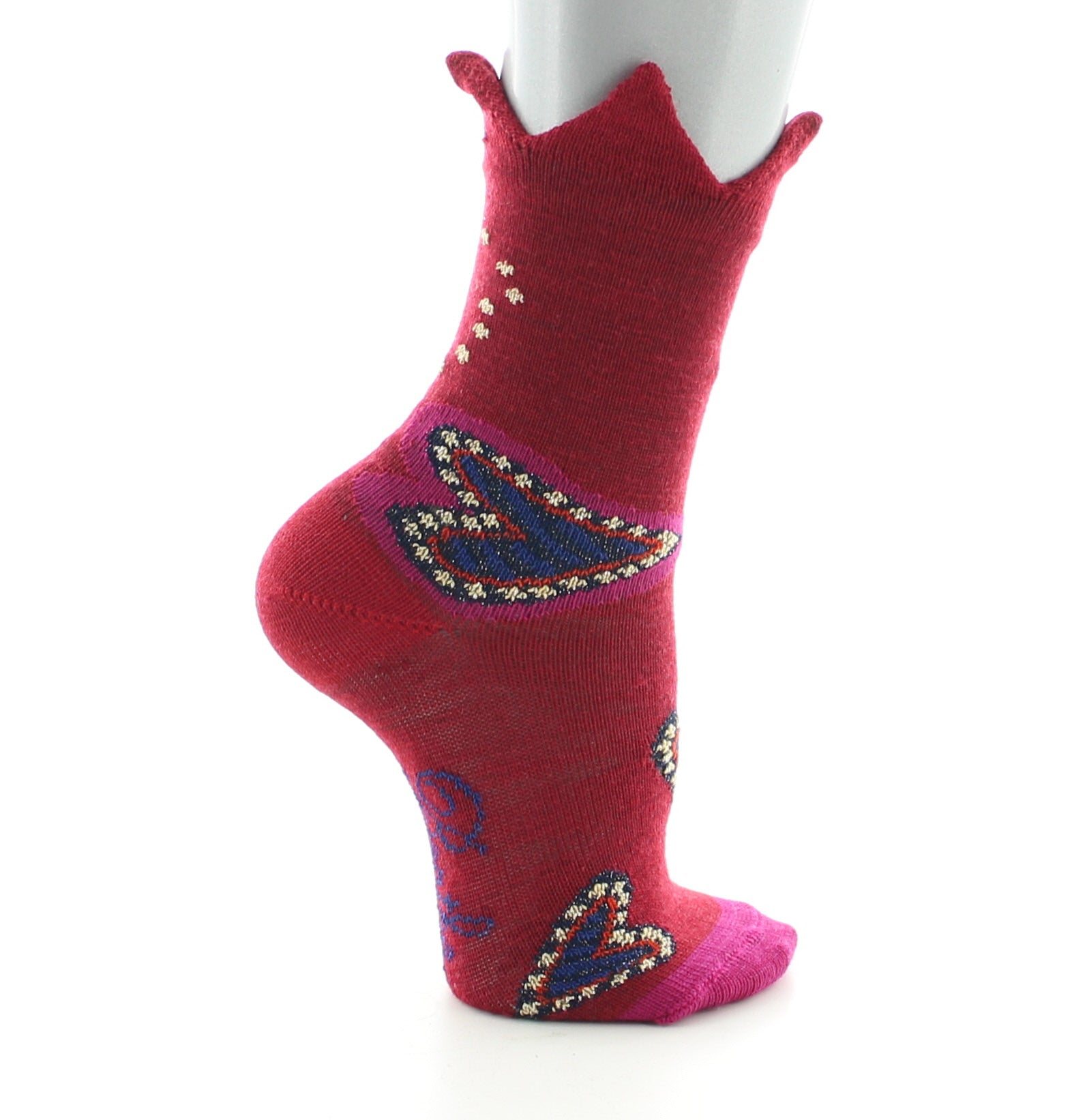 Chaussettes bébé Cœur et couronne en laine peignée Rouge ROUGE