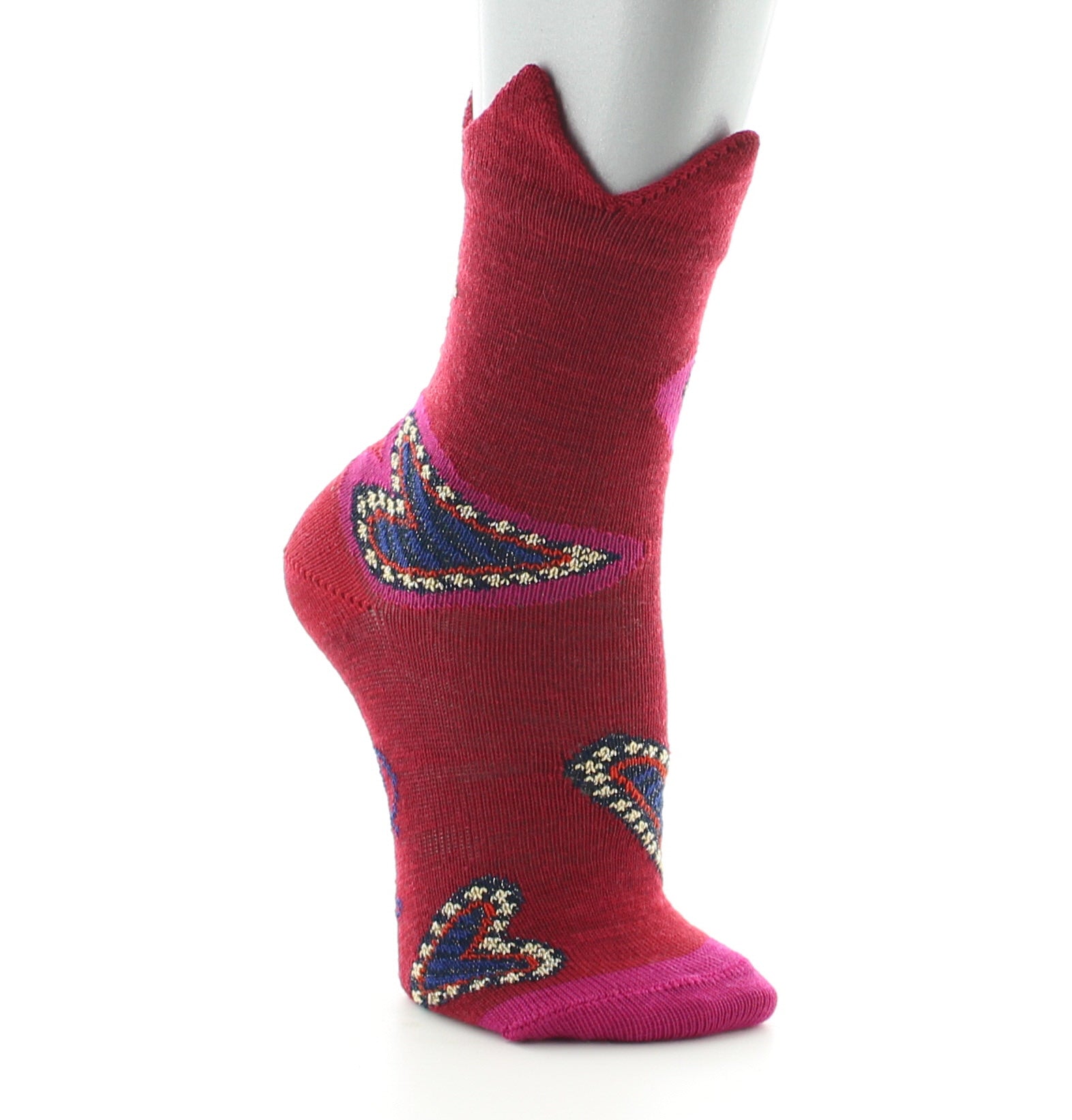 Chaussettes bébé Cœur et couronne en laine peignée Rouge ROUGE