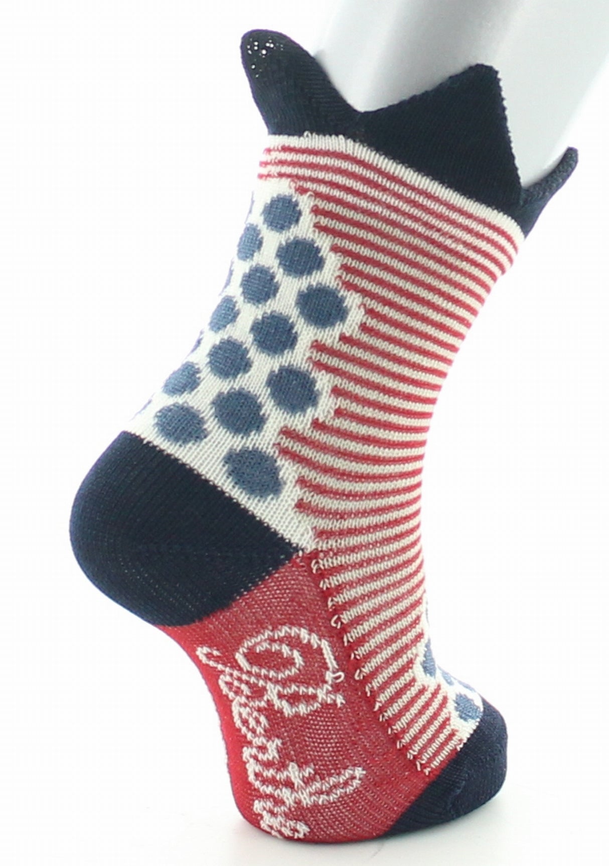 Chaussettes bébé coton fil d'Ecosse pois et rayures à couronne ROUGE