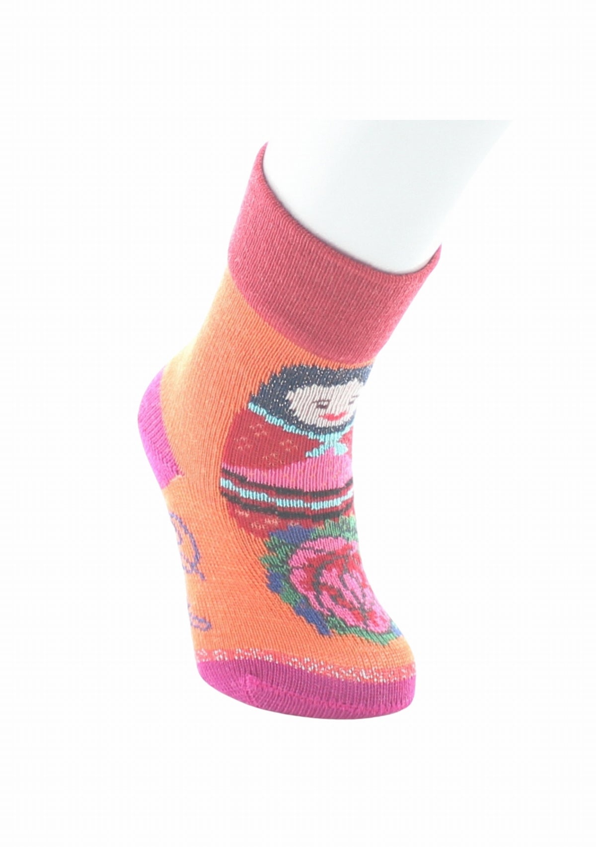Chaussettes bébé laine mérinos Poupée Russe - Berthe Aux Grands Pieds ORANGE