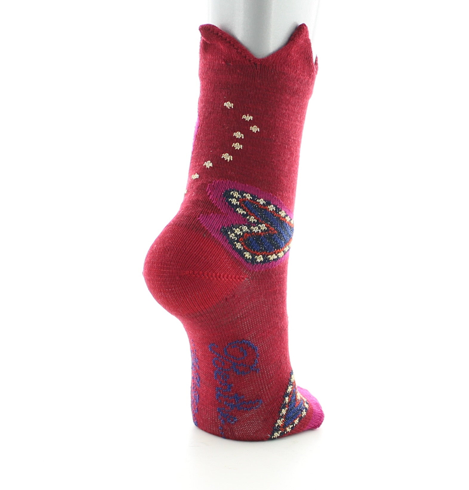 Chaussettes bébé laine peignée cœur et couronne ROUGE